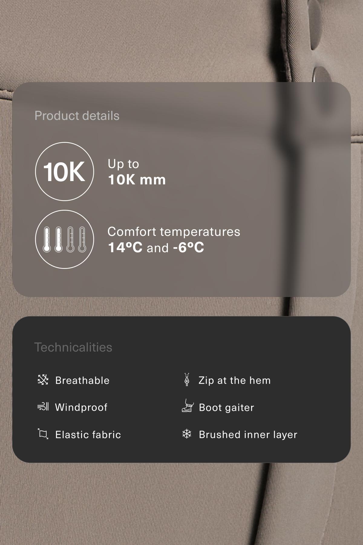 Water-resistant flare stretch SKI trousers — DARK TAUPE