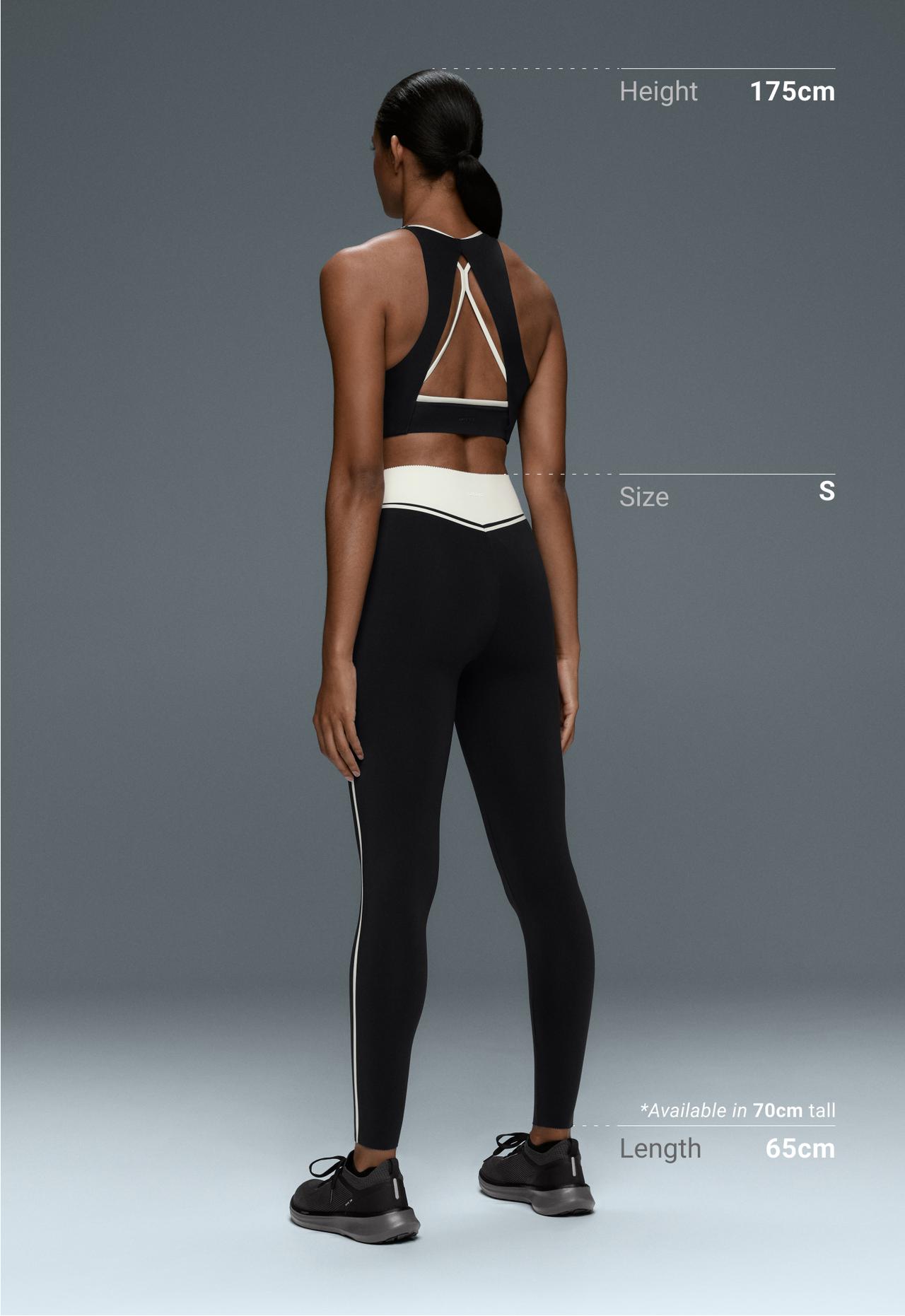 ankle-length High rise Compressive Core control block leggings — BLACK