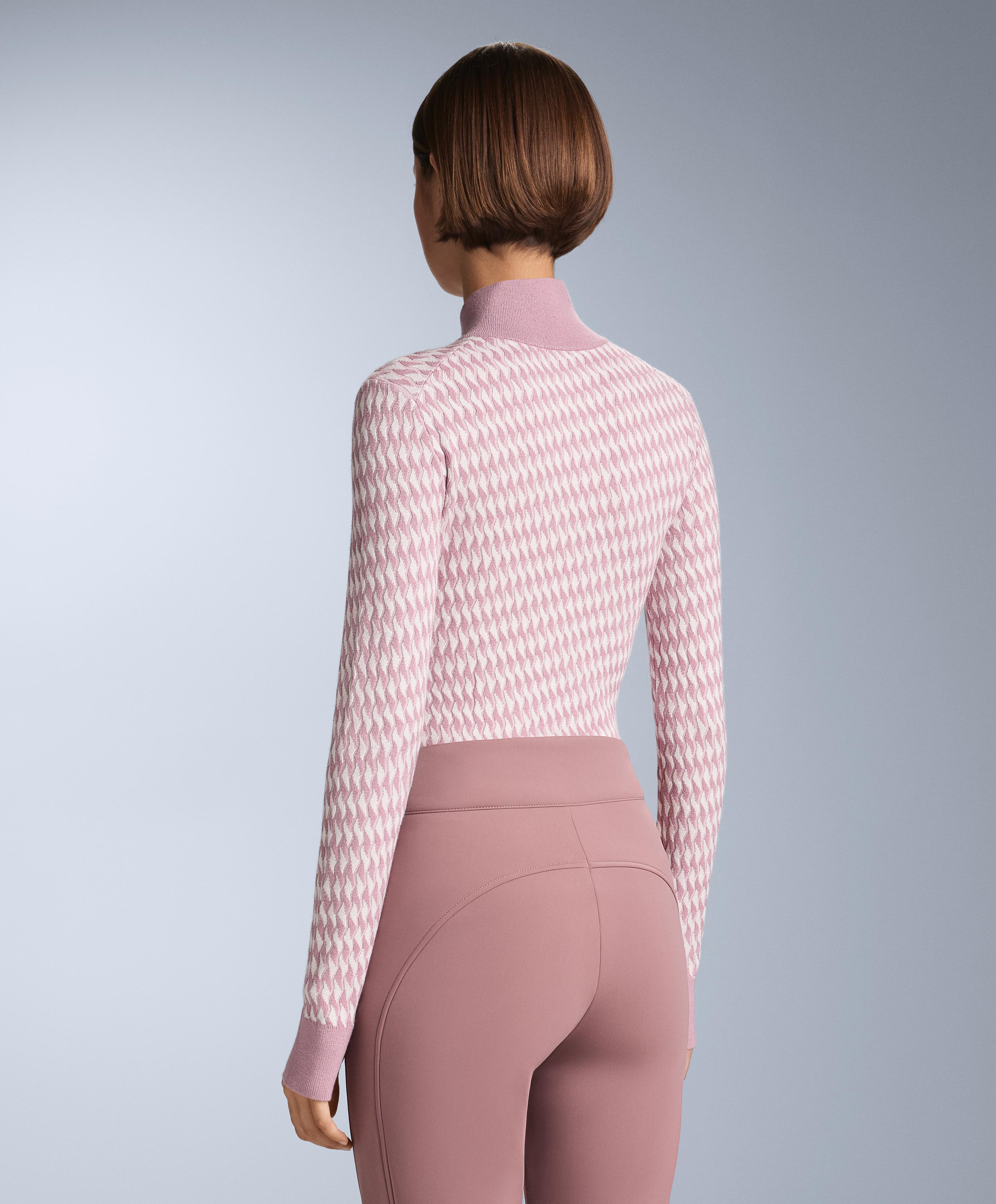 Geometric jacquard knit thermal base layer top — PINK-MAUVE