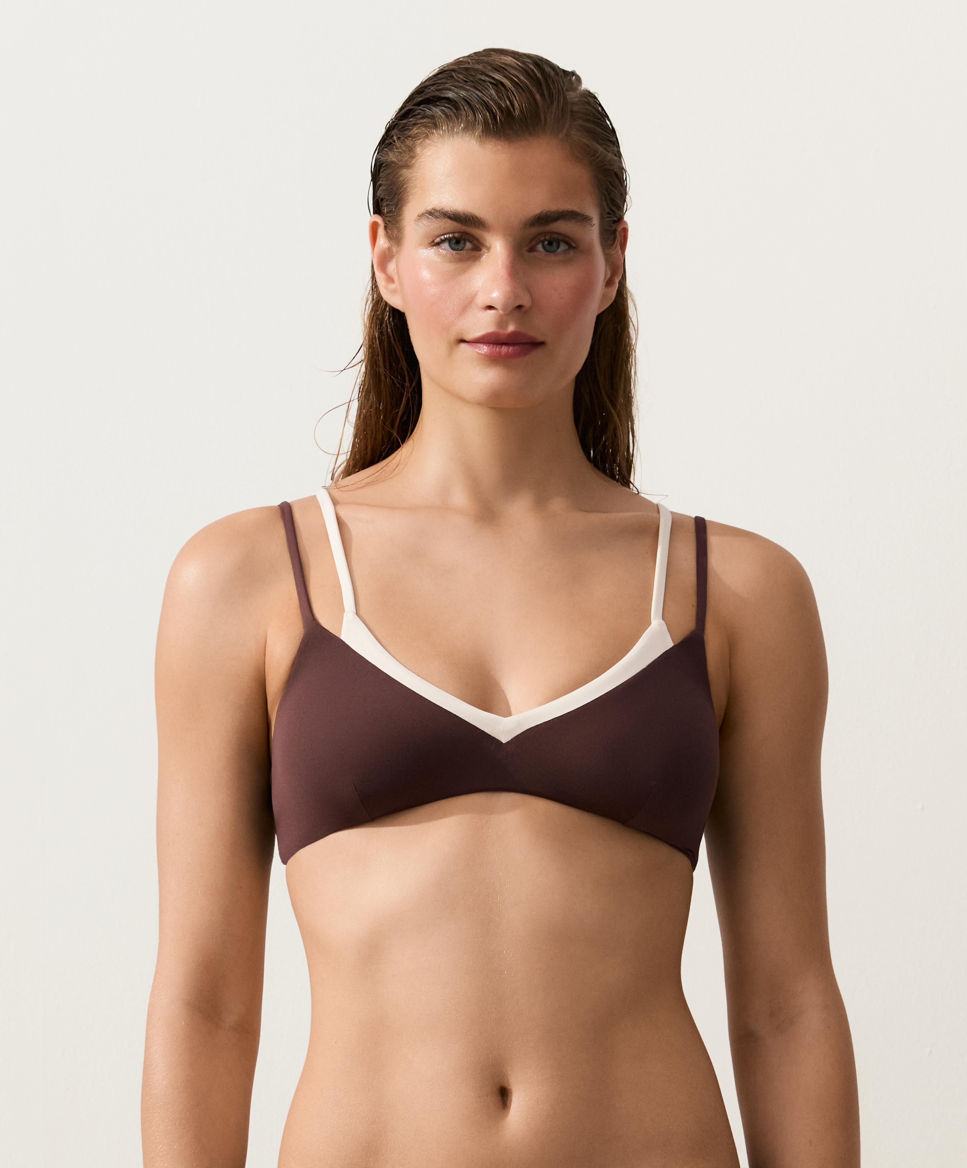 Double-effect bikini top — CHOCOLATE