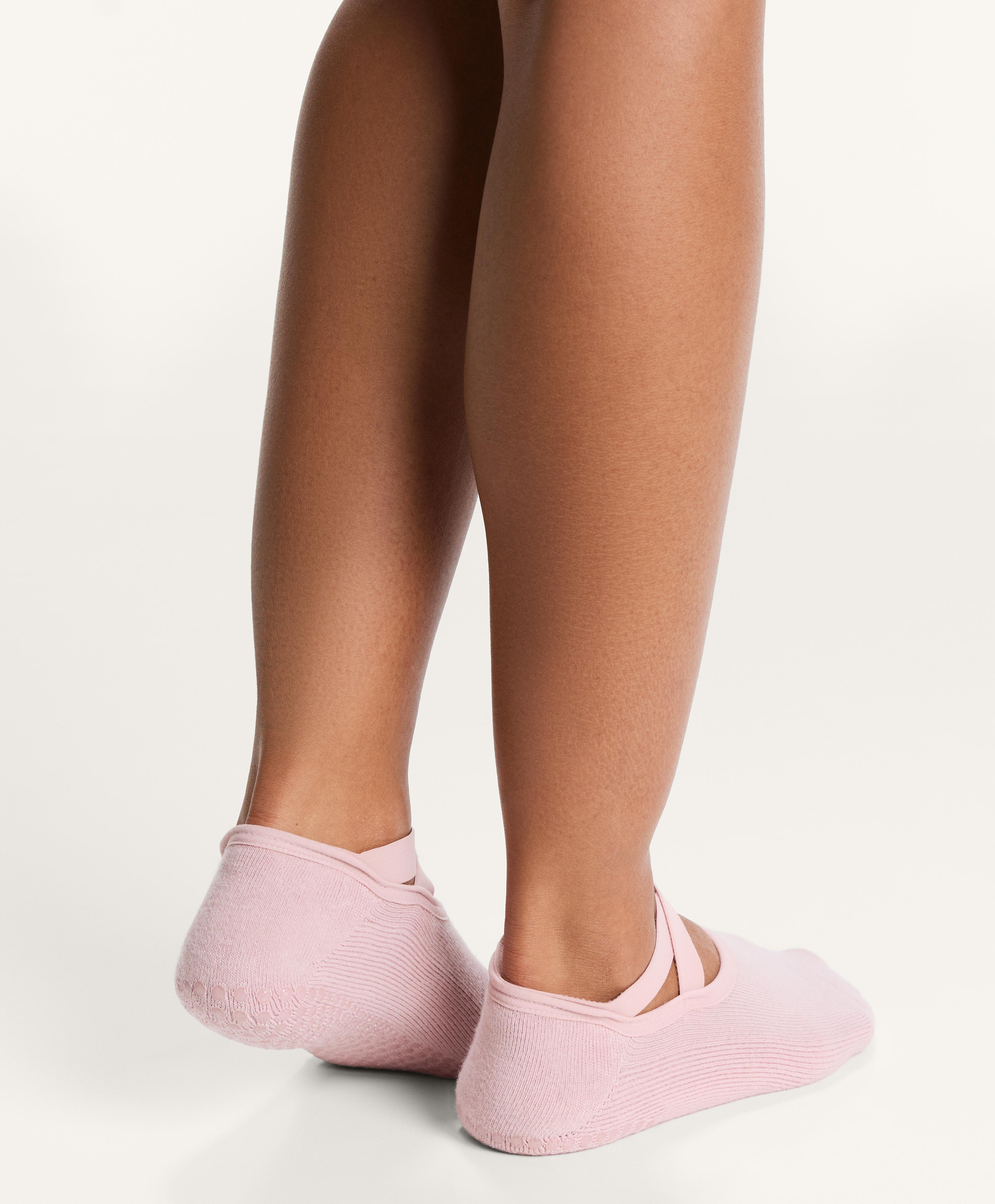 2 pairs of padded cotton blend yoga and Pilates socks with crossover straps — BARLEY