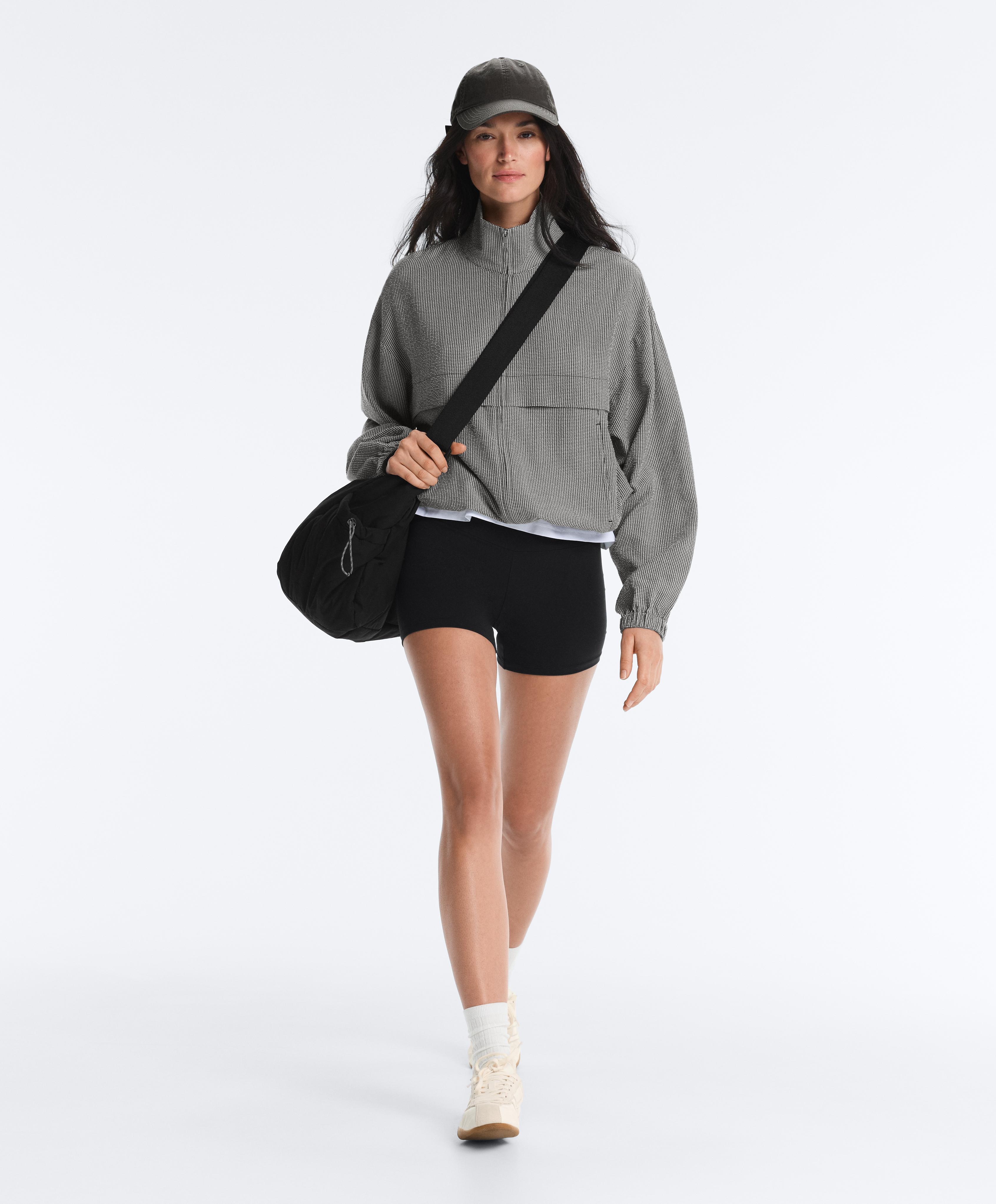 Lyocell blend gingham bomber jacket — DUSTY BLACK