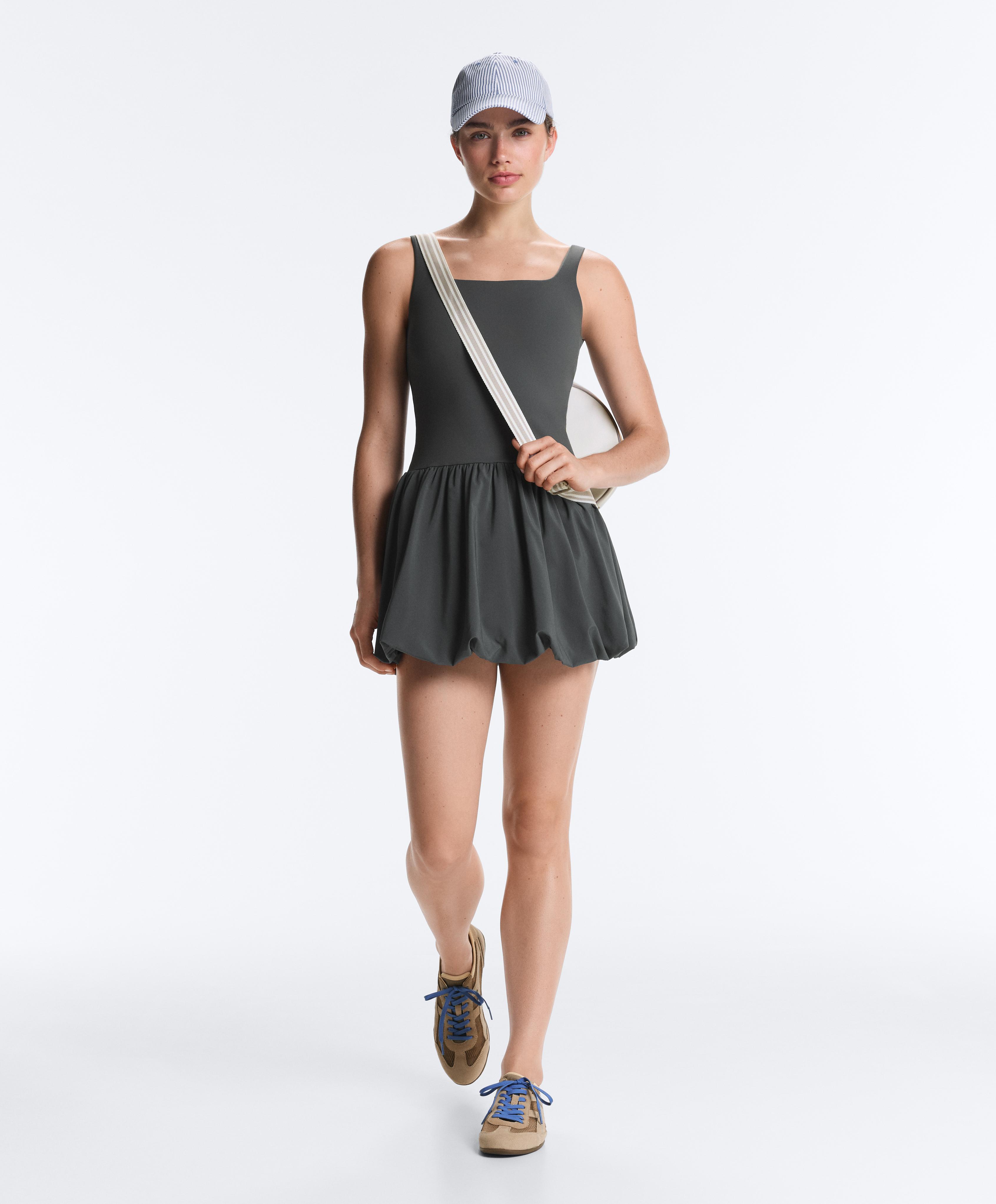 Comfortlux short balloon dress — STEEL GREY