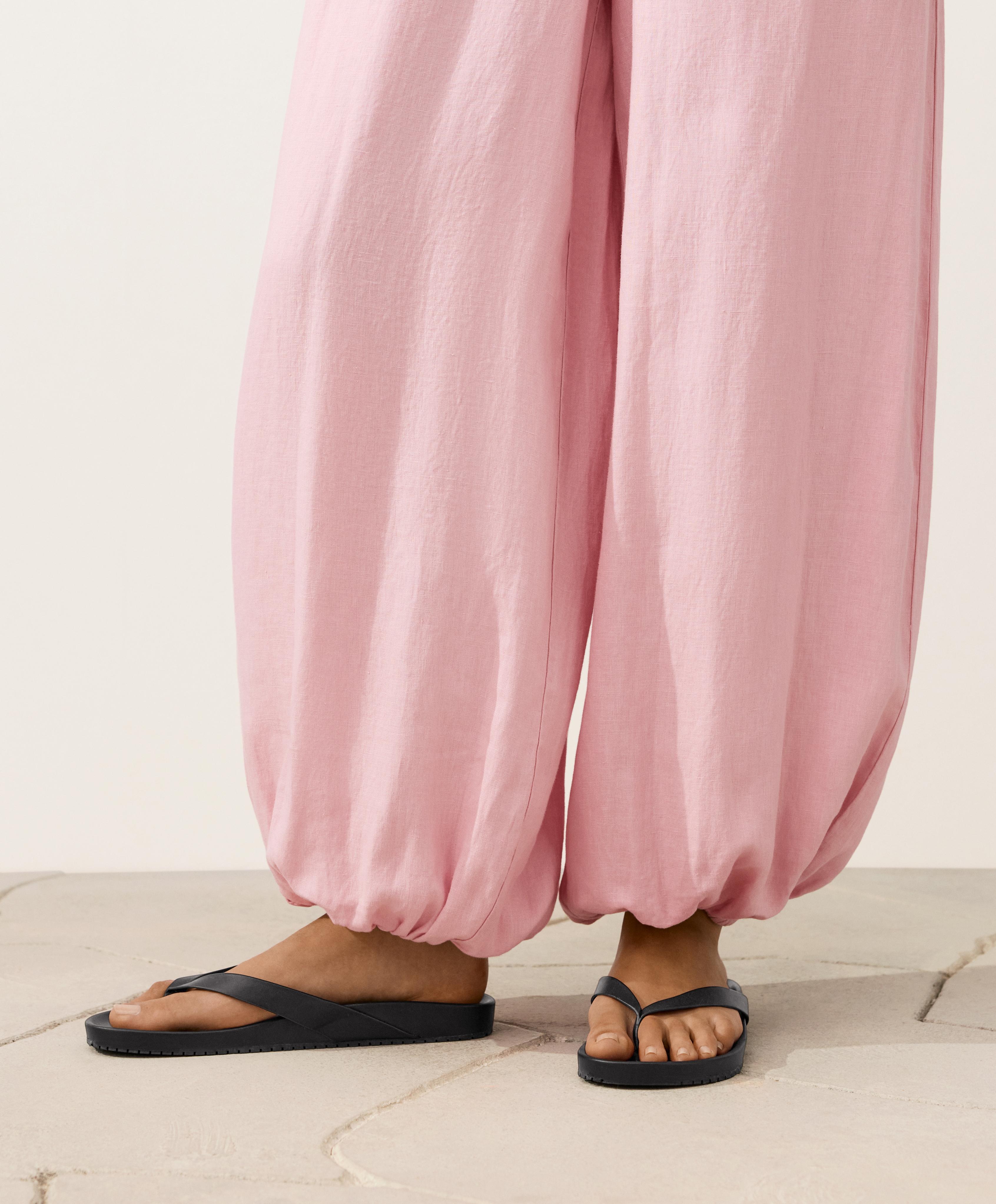 100% linen bloomer trousers — PALE PINK