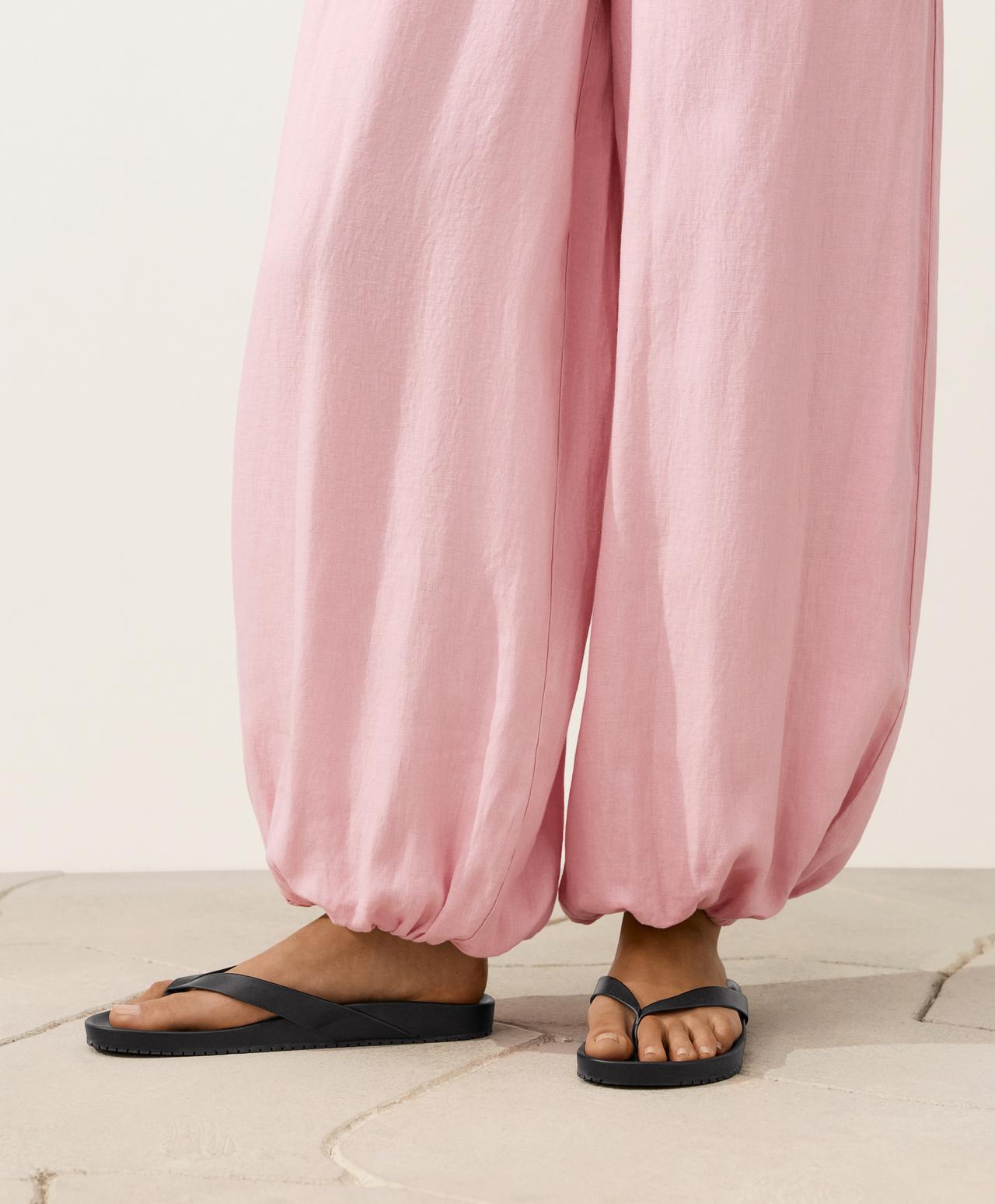 100% linen bloomer trousers — PALE PINK