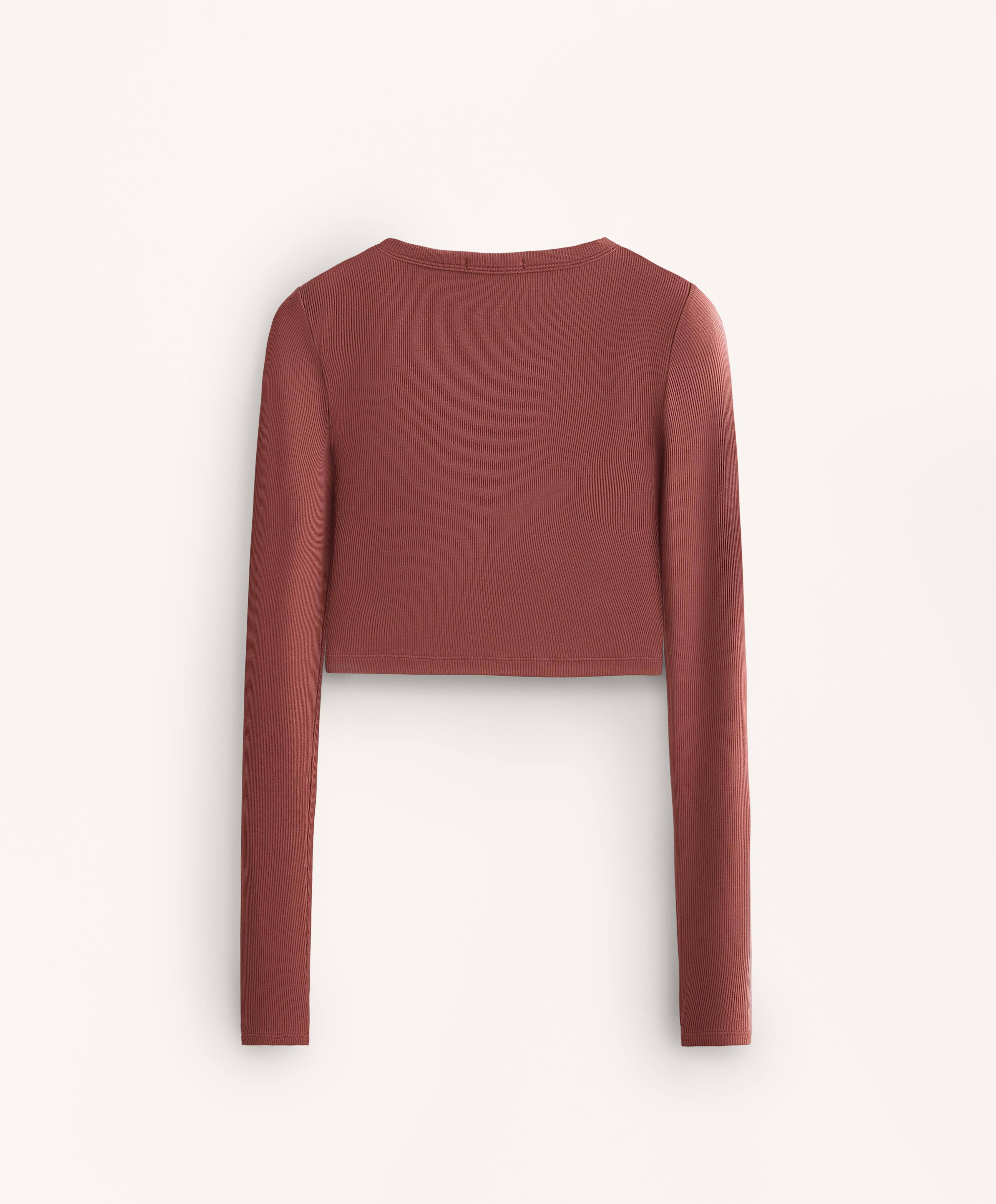 Rib modal blend long sleeve crossover tank top | OYSHO România