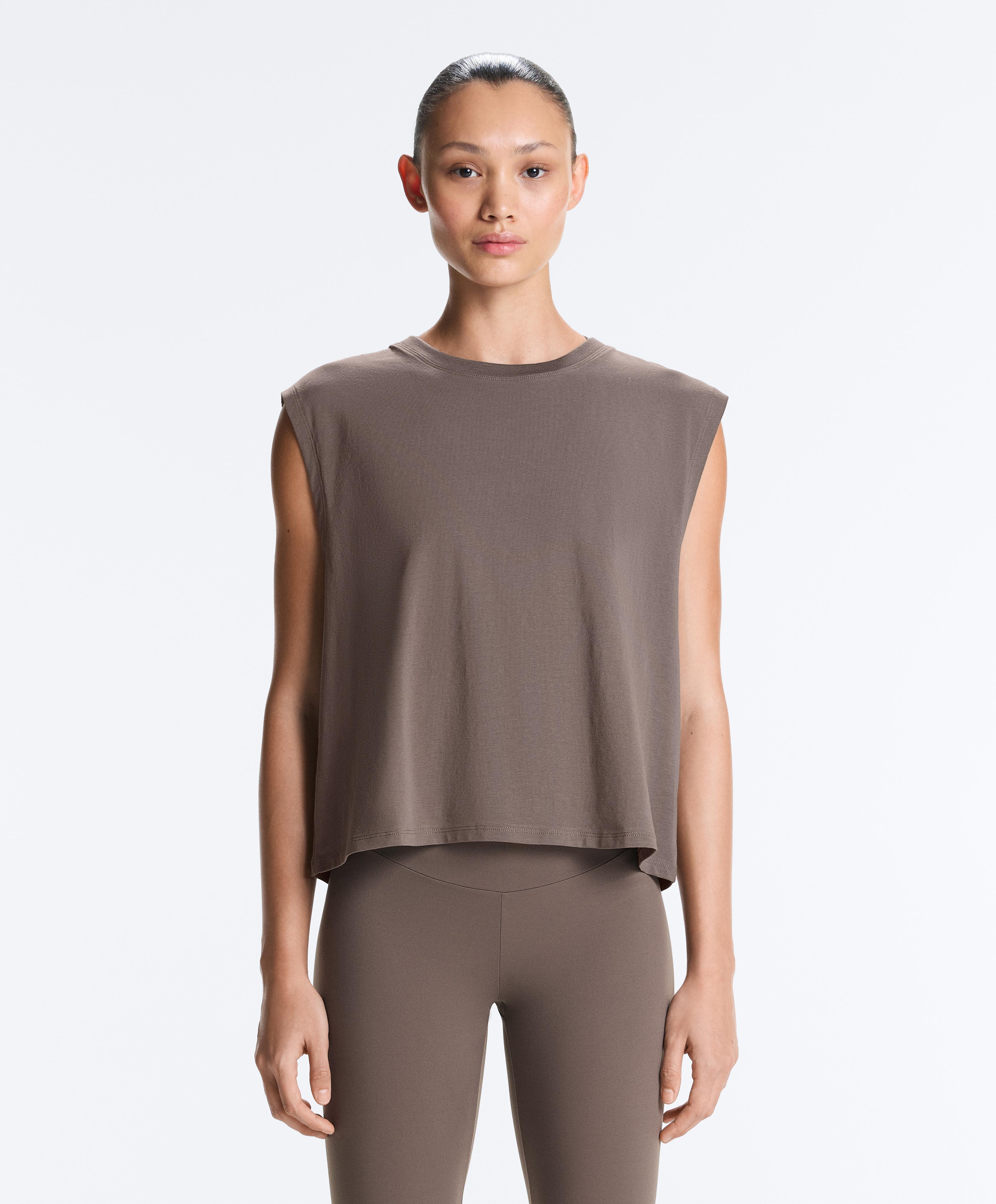 Cotton blend sleeveless T-shirt