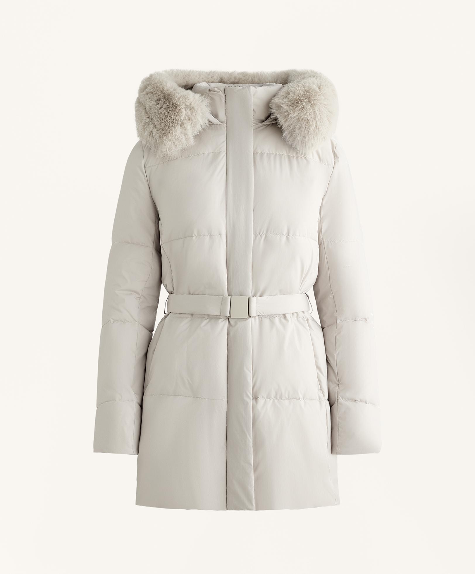 Water-repellent Primaloft® padded midi jacket — STONE               