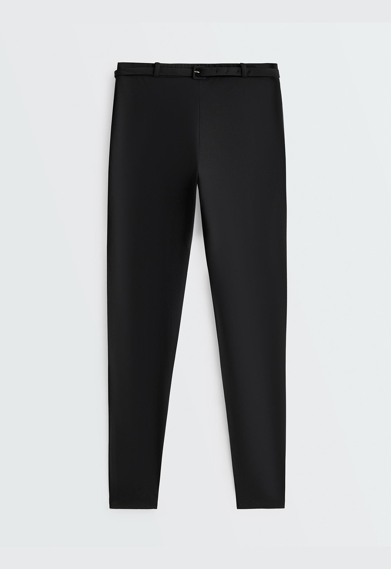 Comfortlux high-rise 65cm ankle-length leggings with belt — BLACK