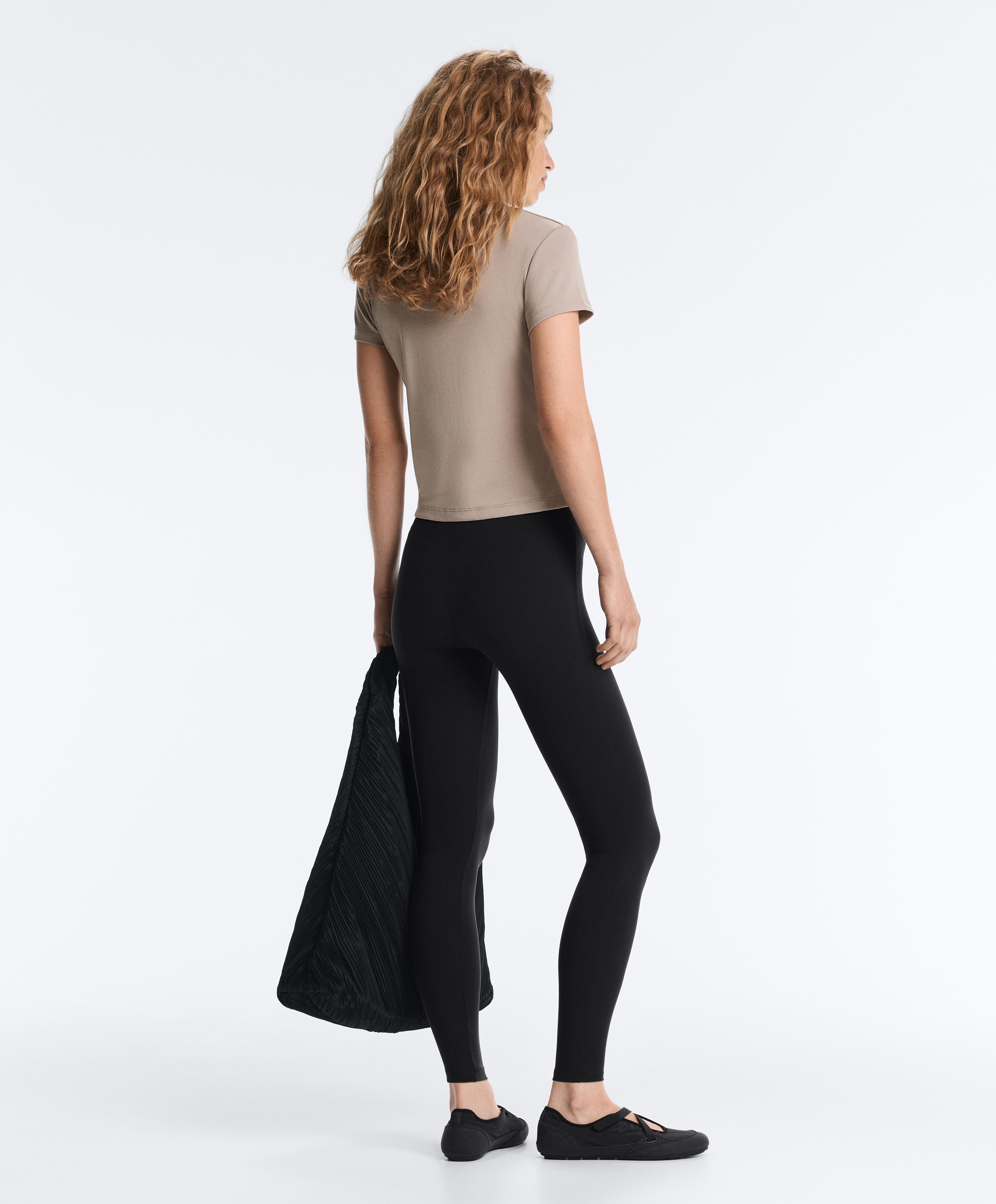 Fitted modal rib short-sleeve T-shirt — MID-MINK