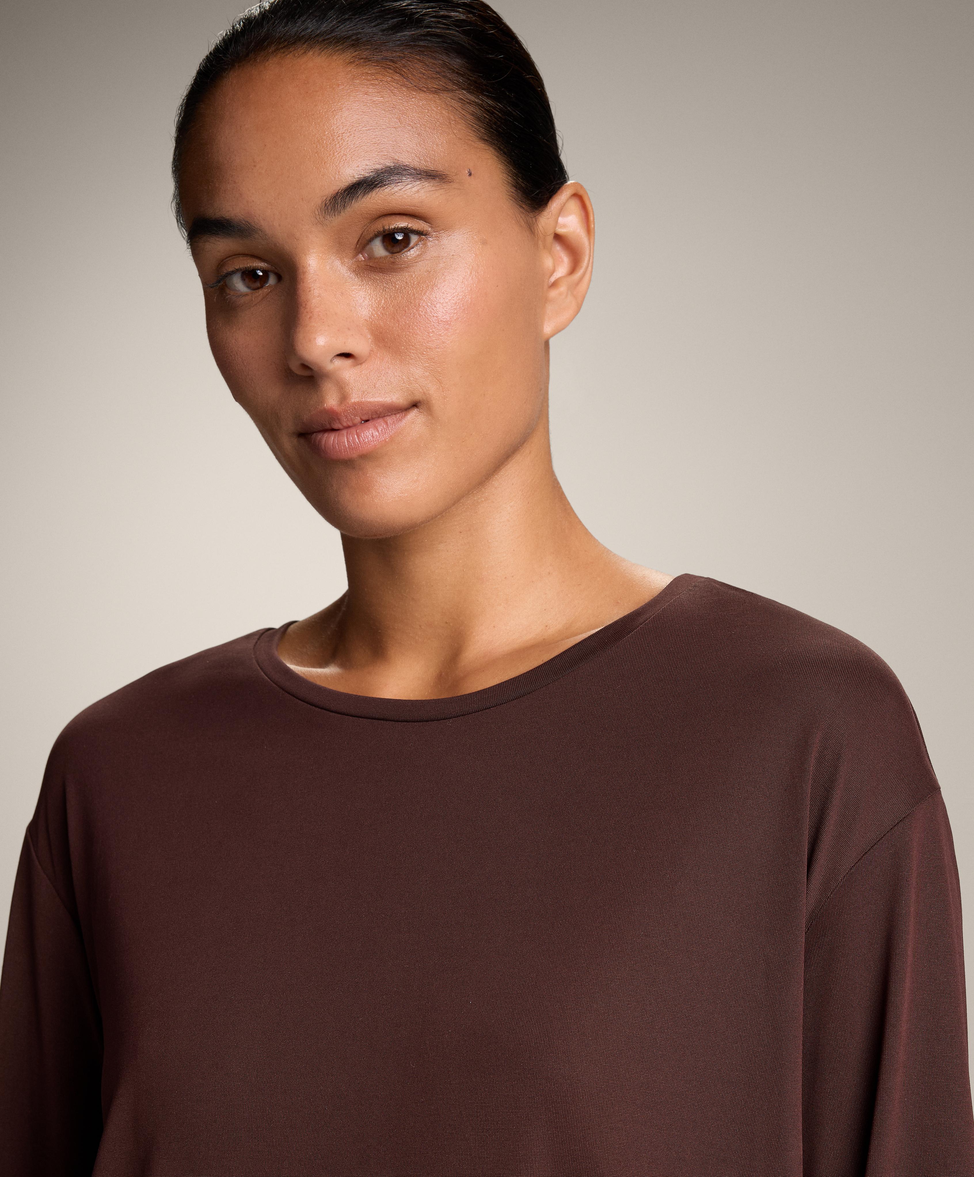 T-shirt à manches longues pli au dos mélange modal - Soldes