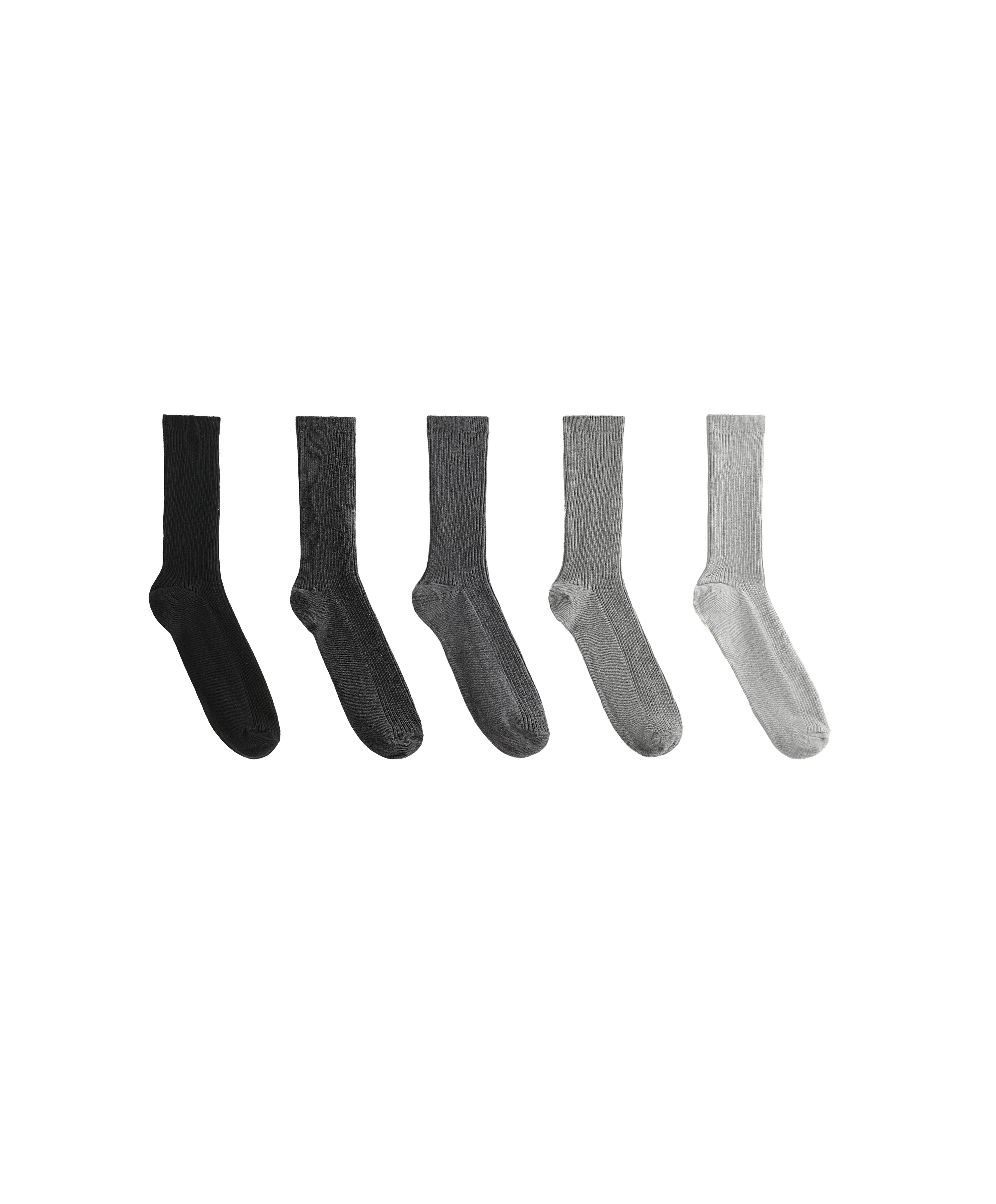 5 pairs of cotton blend classic socks — DARK GREY