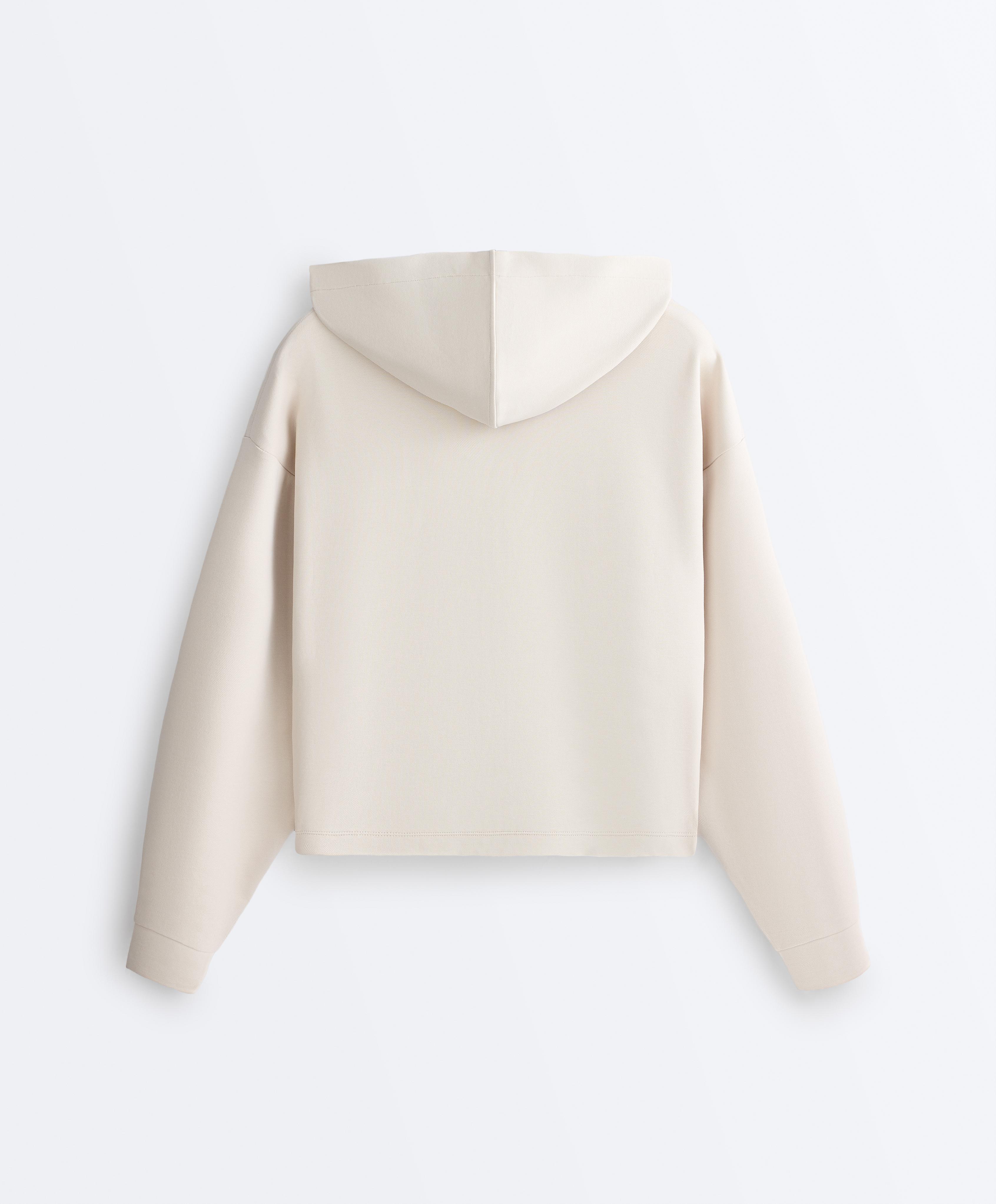 Hooded piqué cotton jacket — PALE MINK
