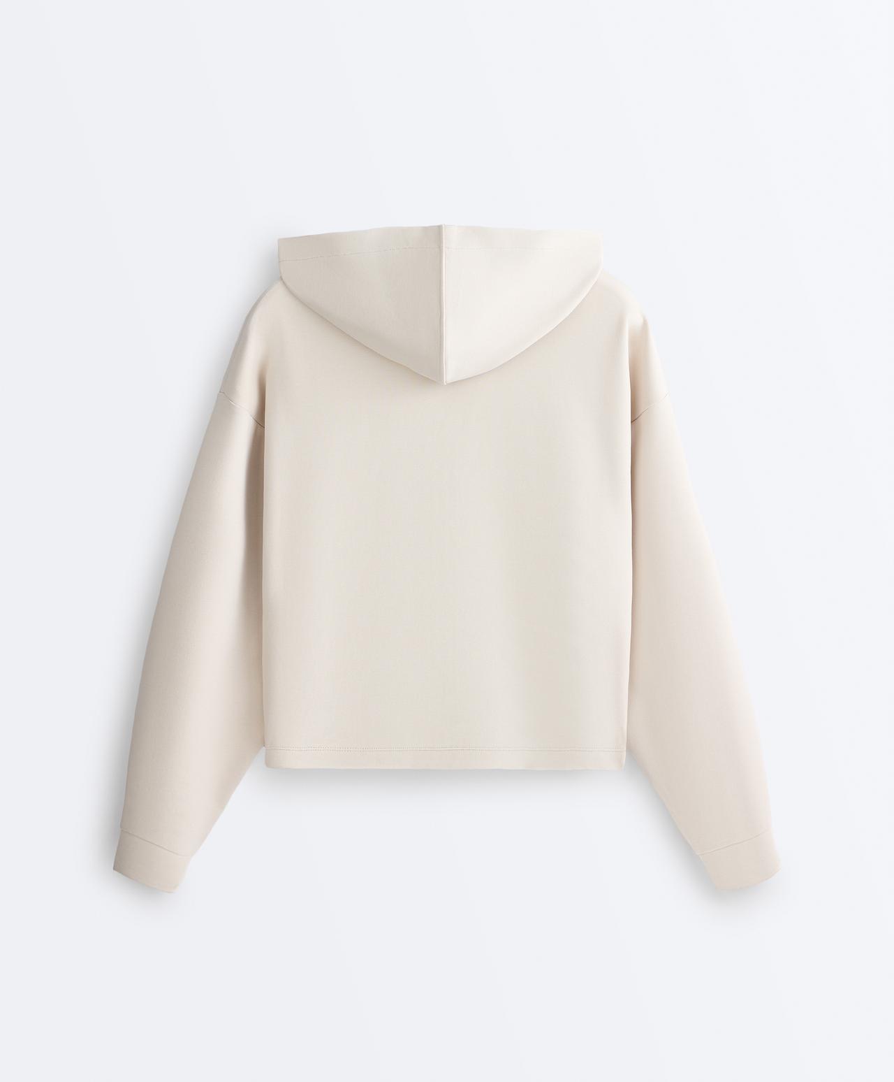 Hooded piqué cotton jacket — PALE MINK