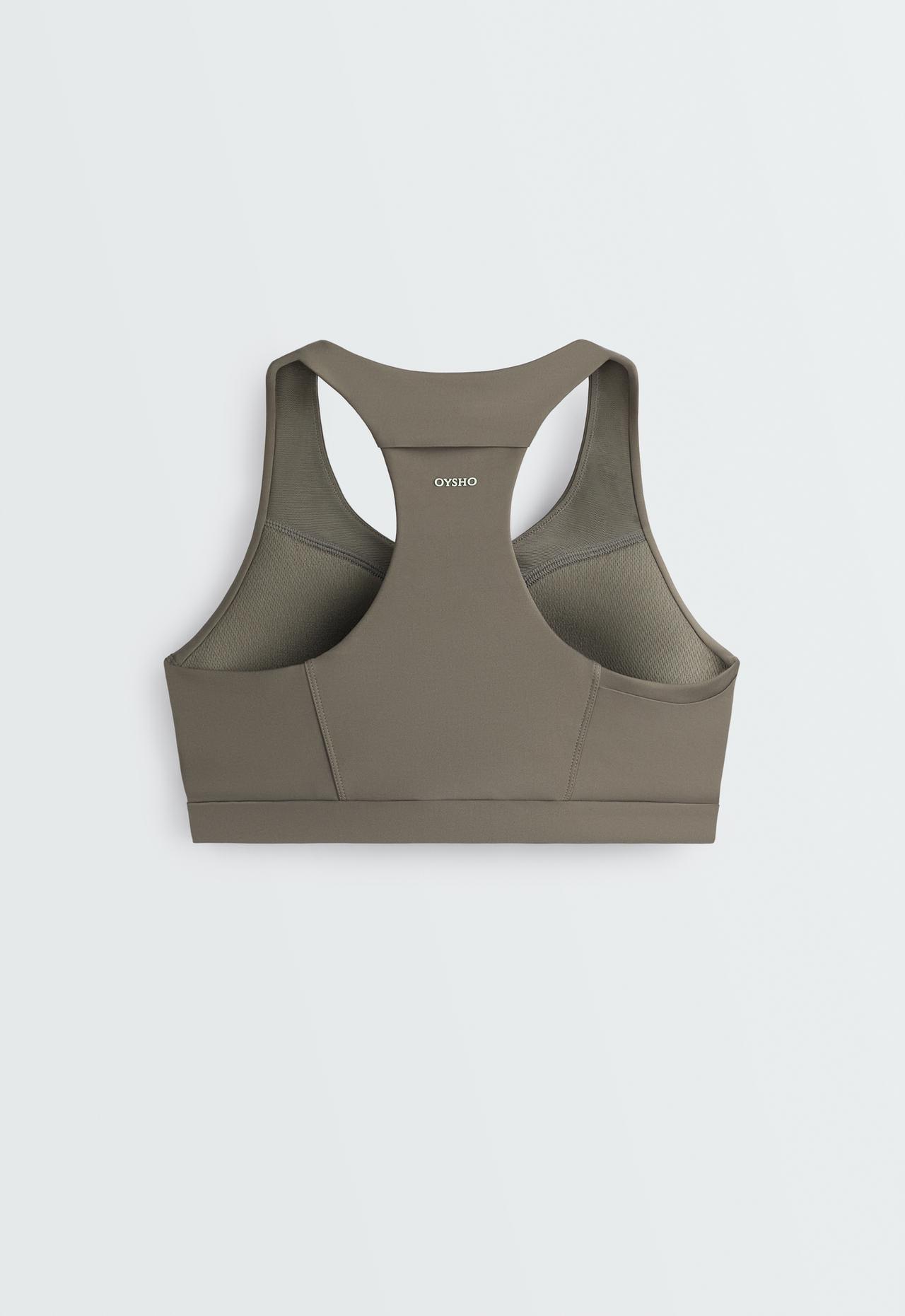 Rapid Dry medium support sports bra with pockets — CHARCOAL GREY