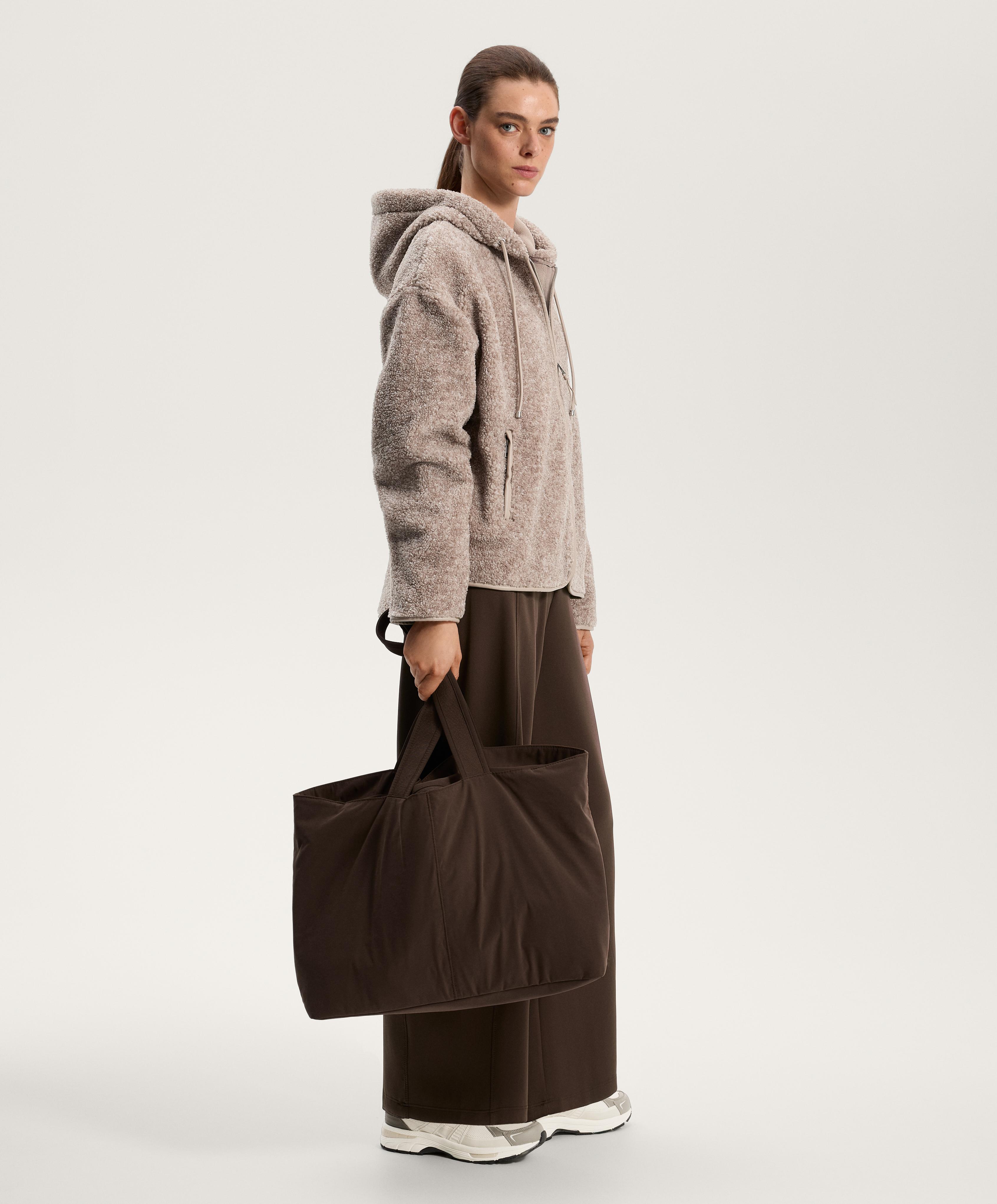 Faux-shearling hooded jacket — MINK MELANGE