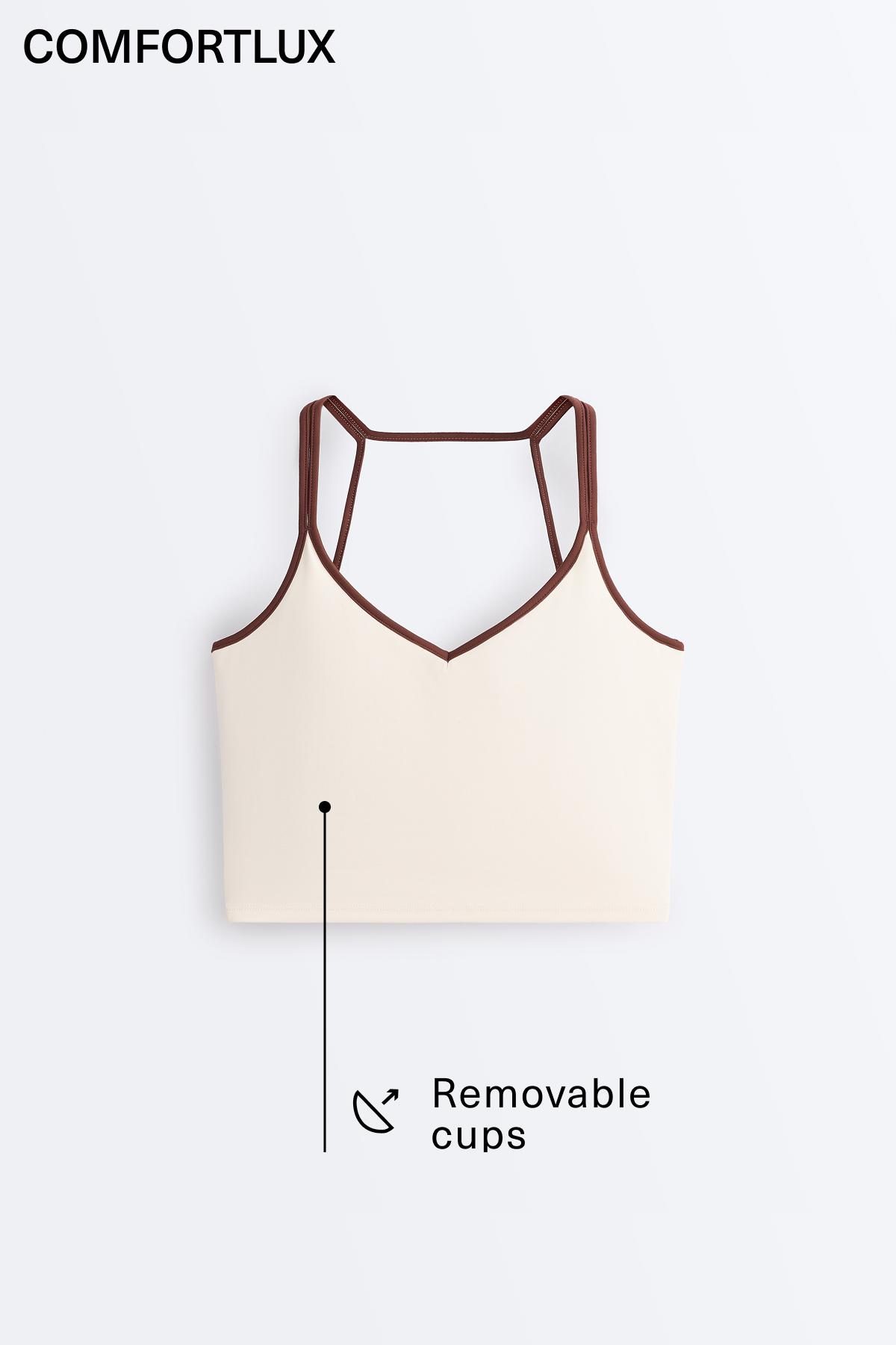 Comfortlux contrast strap tank top — PALE ECRU