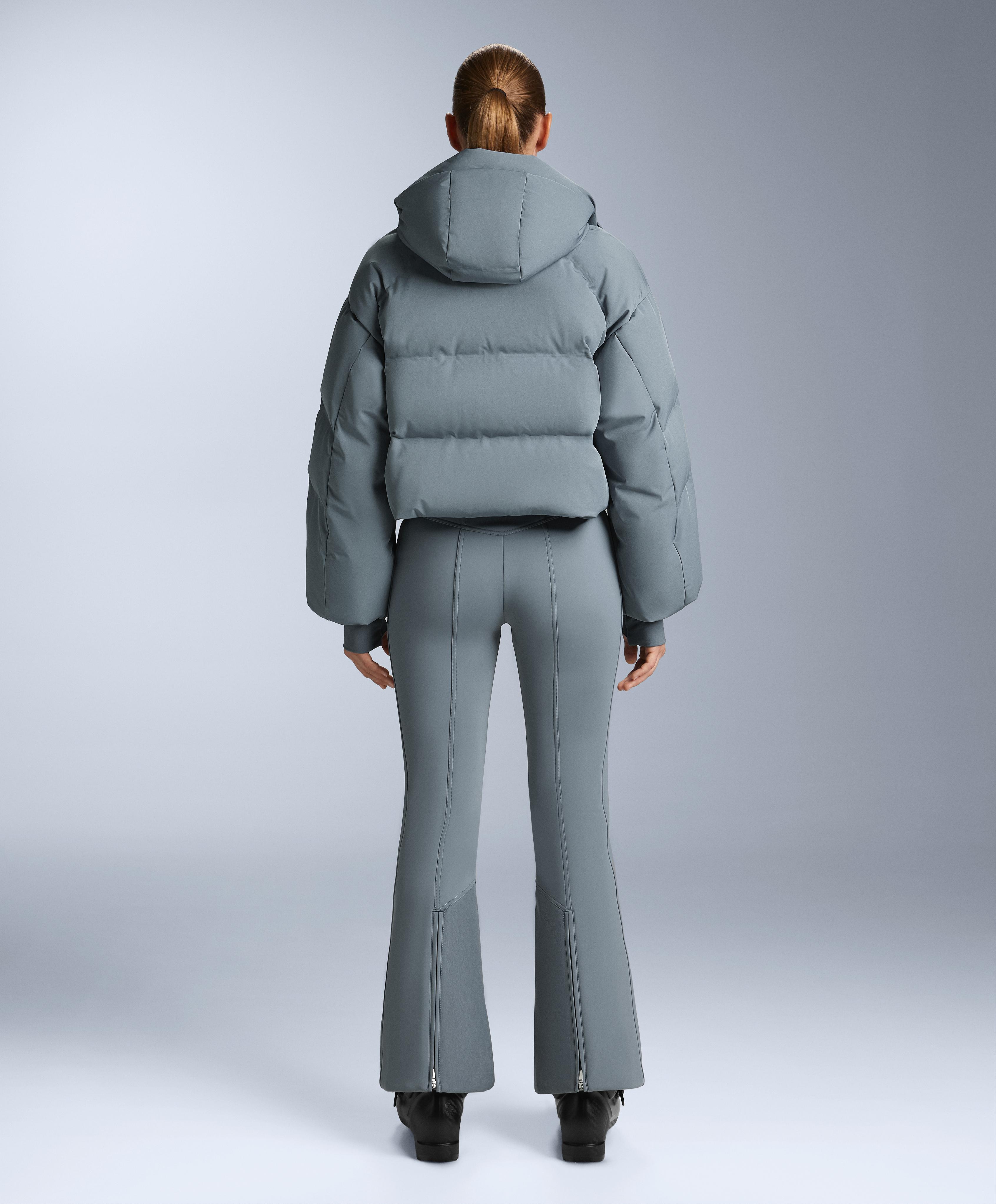 Water-resistant high-rise flare stretch SKI trousers — GREY-BLUE