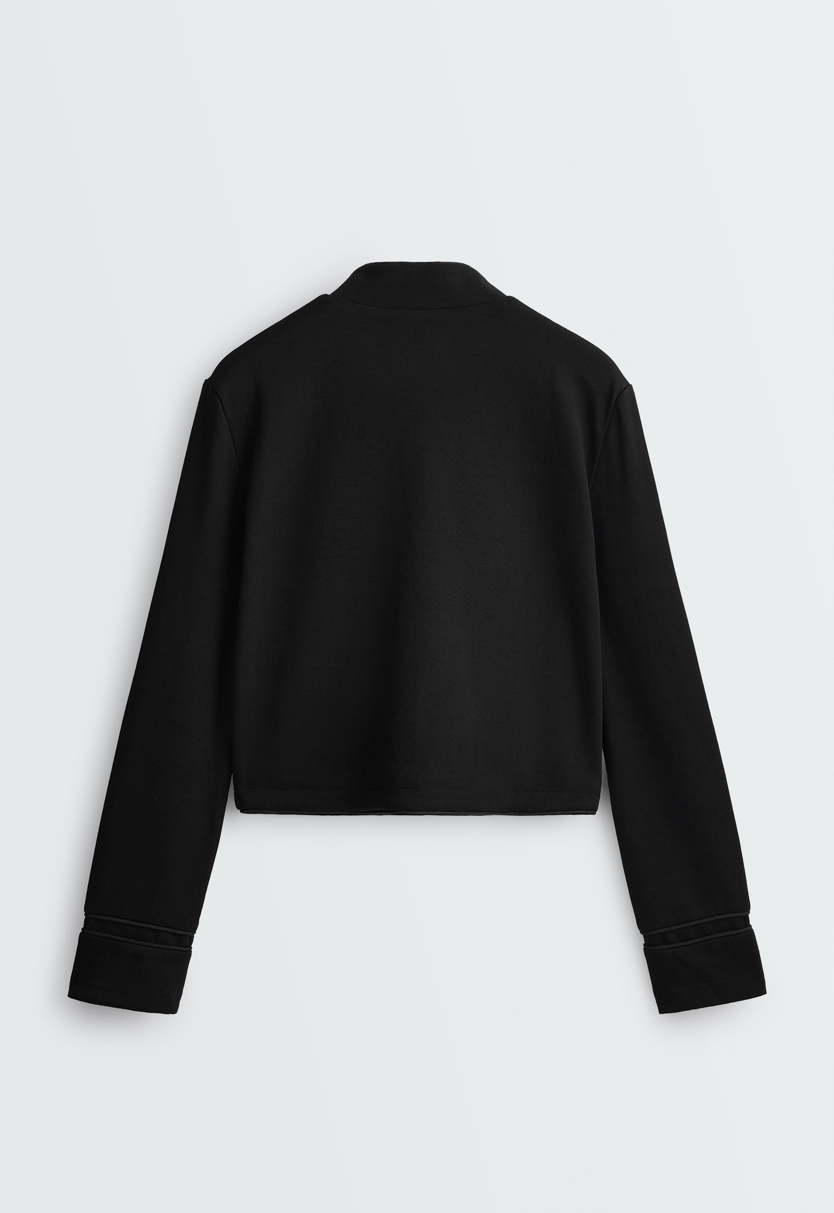 Tuxedo collar cotton jacket — BLACK