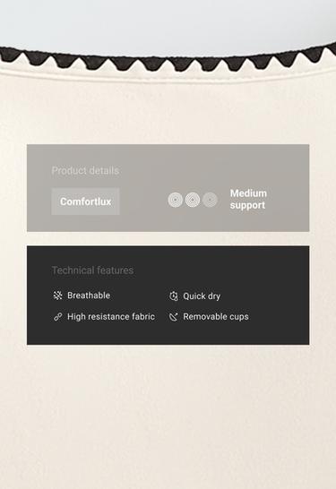 Medium-support Comfortlux sports bra with contrast seams — PALE ECRU 2