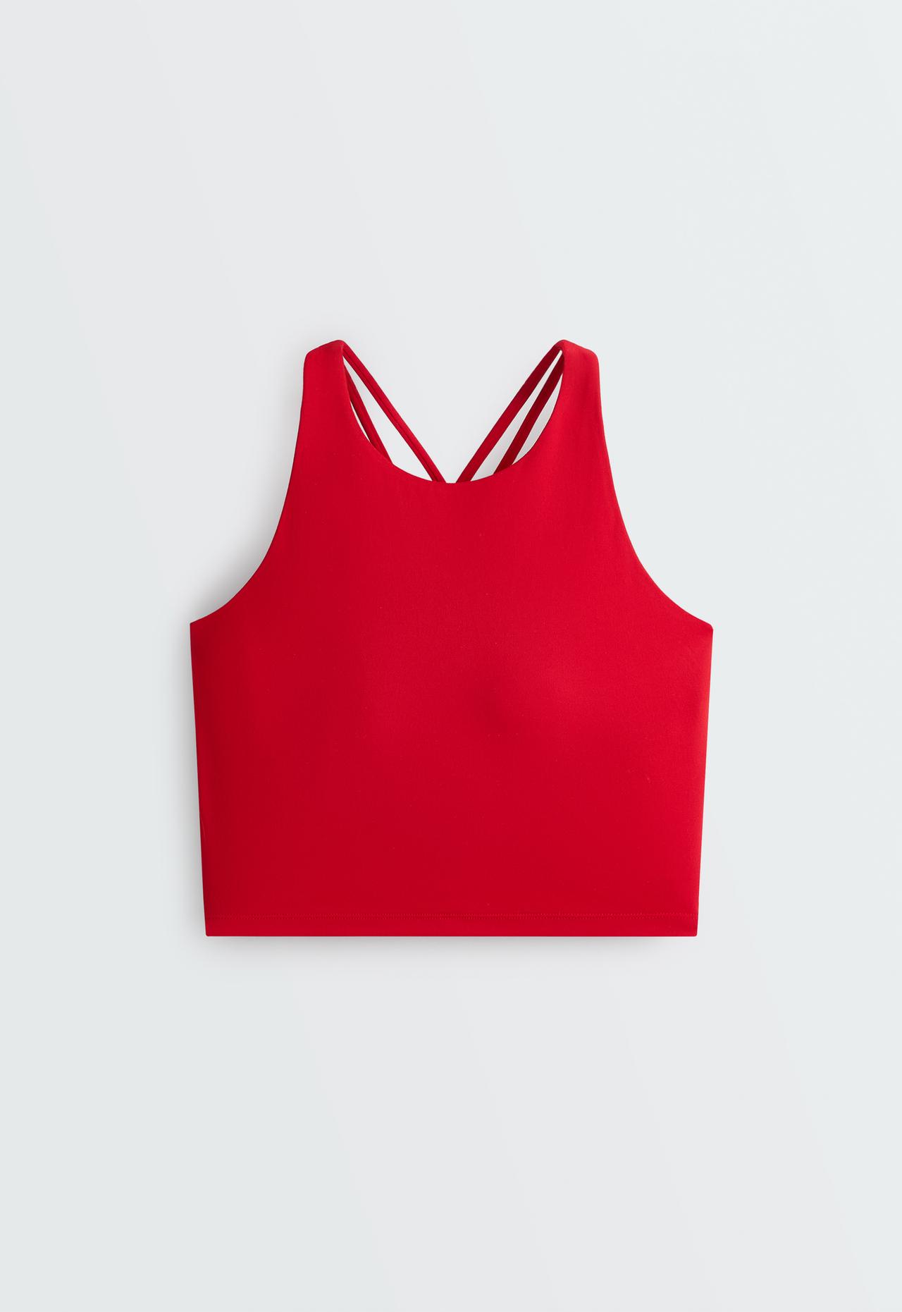 Comfortlux strap tank top with cups — STRONG RED