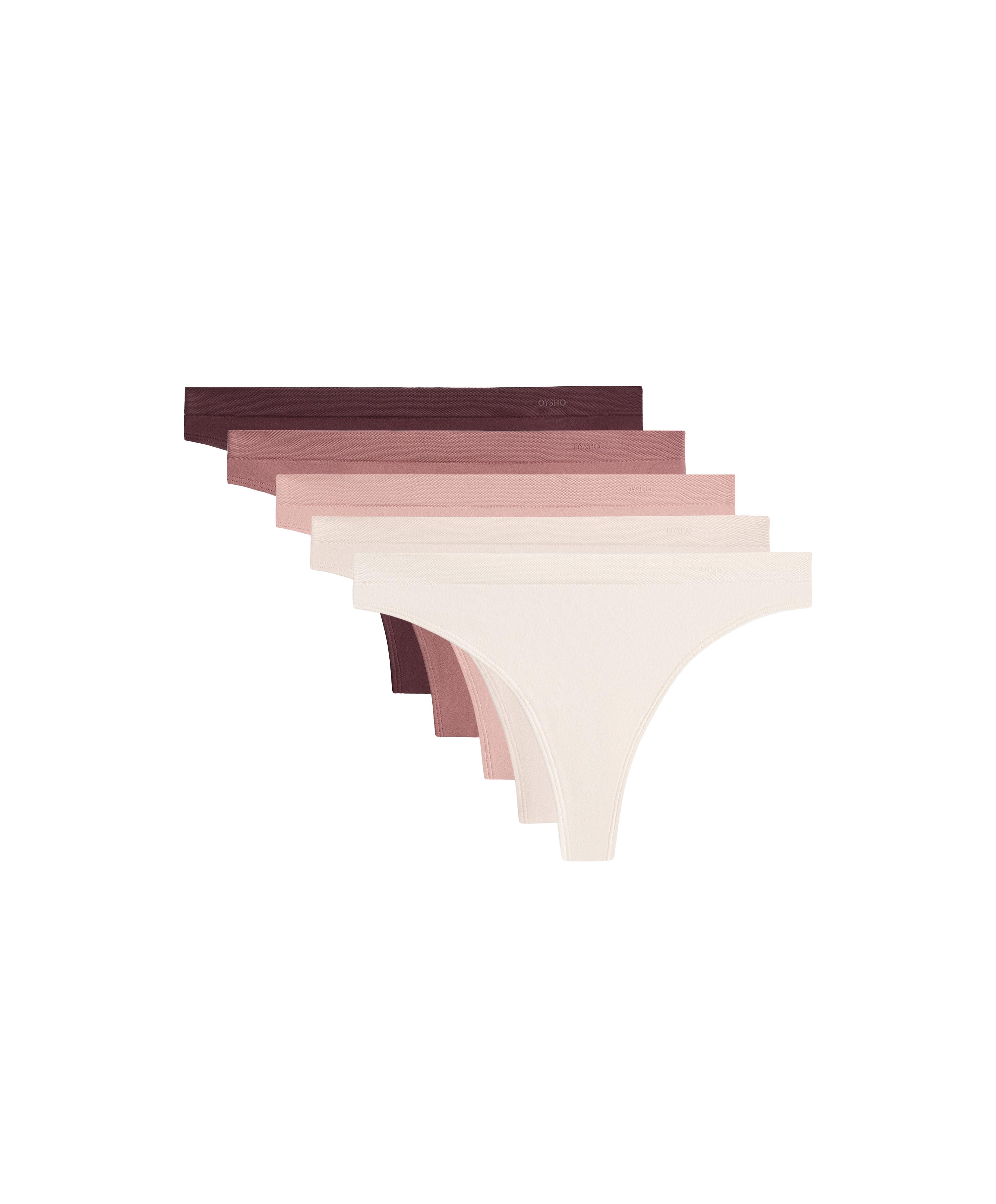 5 seamless polyamide blend thongs — PALE PINK