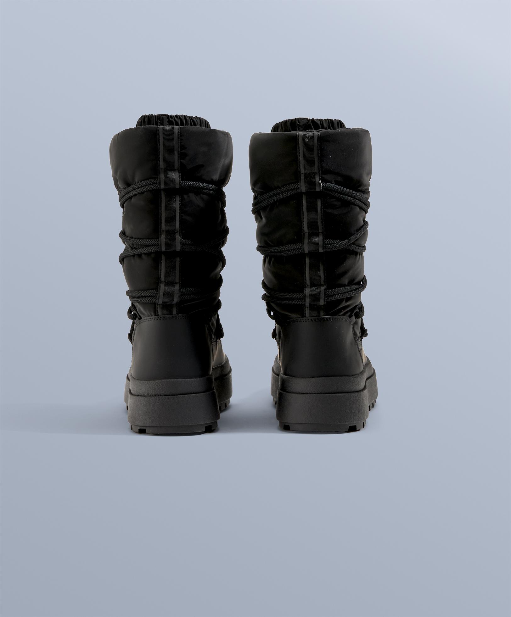 Laced nylon après-ski boots — BLACK