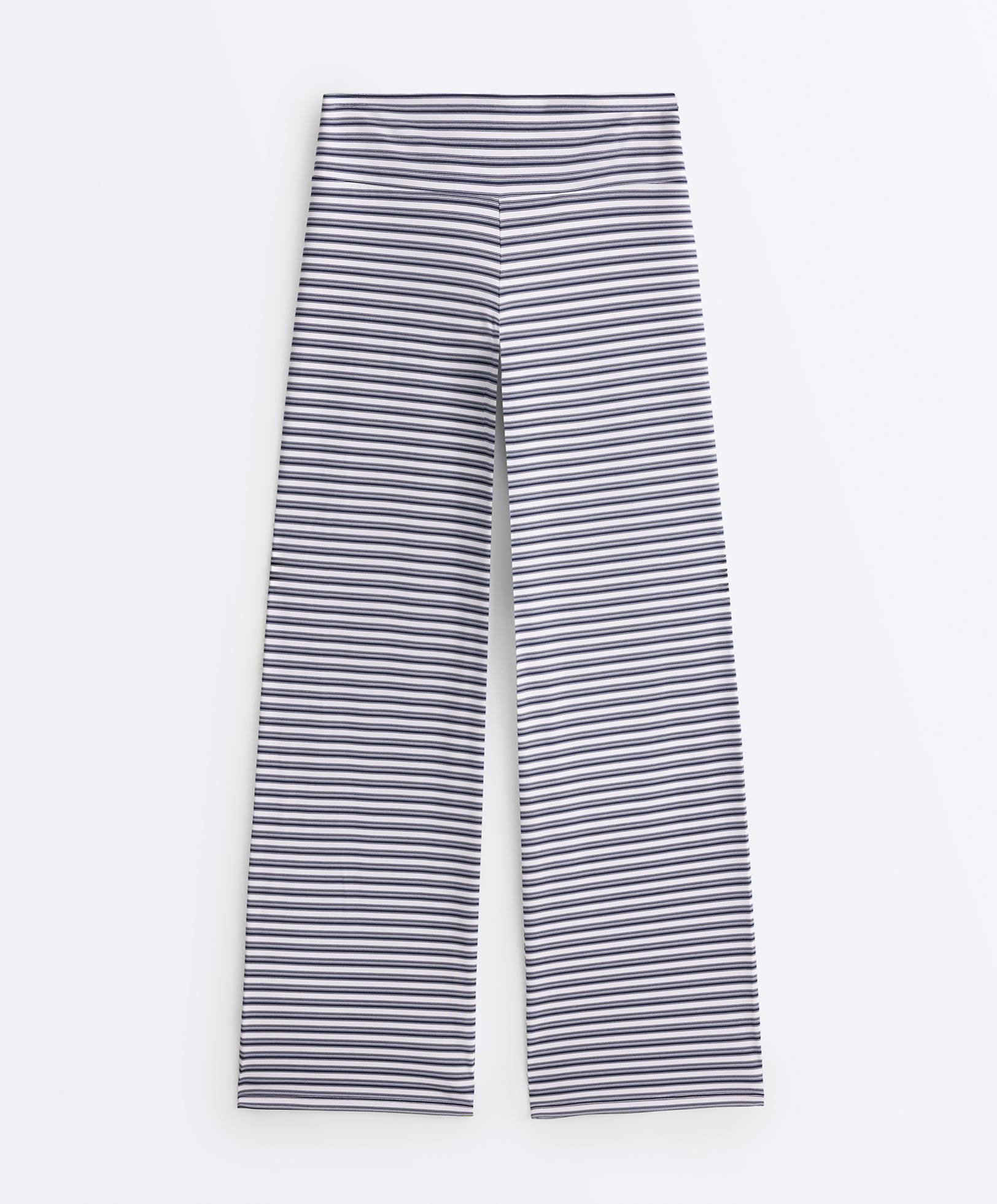 High-rise Comfortlux striped straight-leg trousers — NAVY BLUE