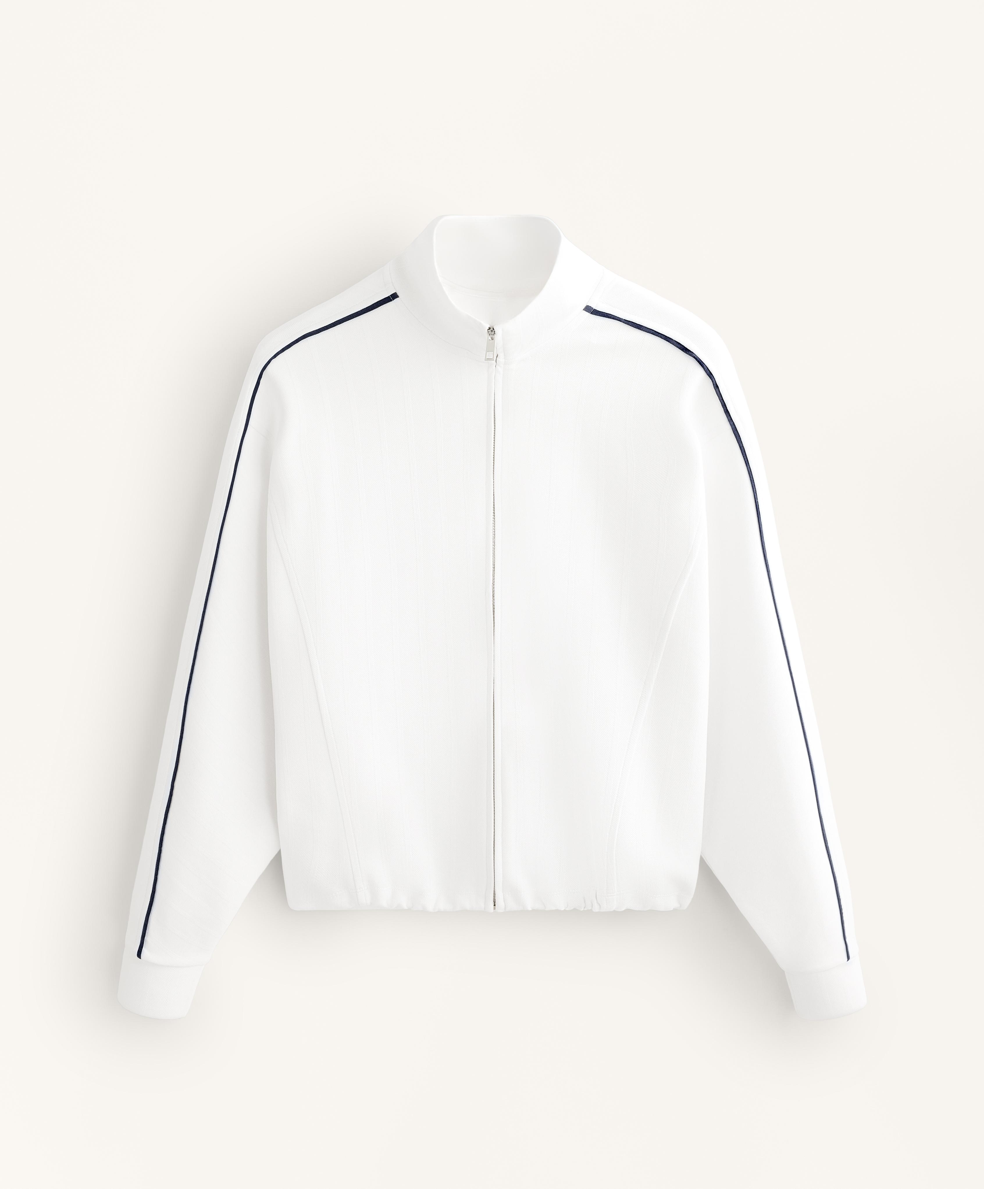 Piqué jacket with side piping and cotton — WHITE 