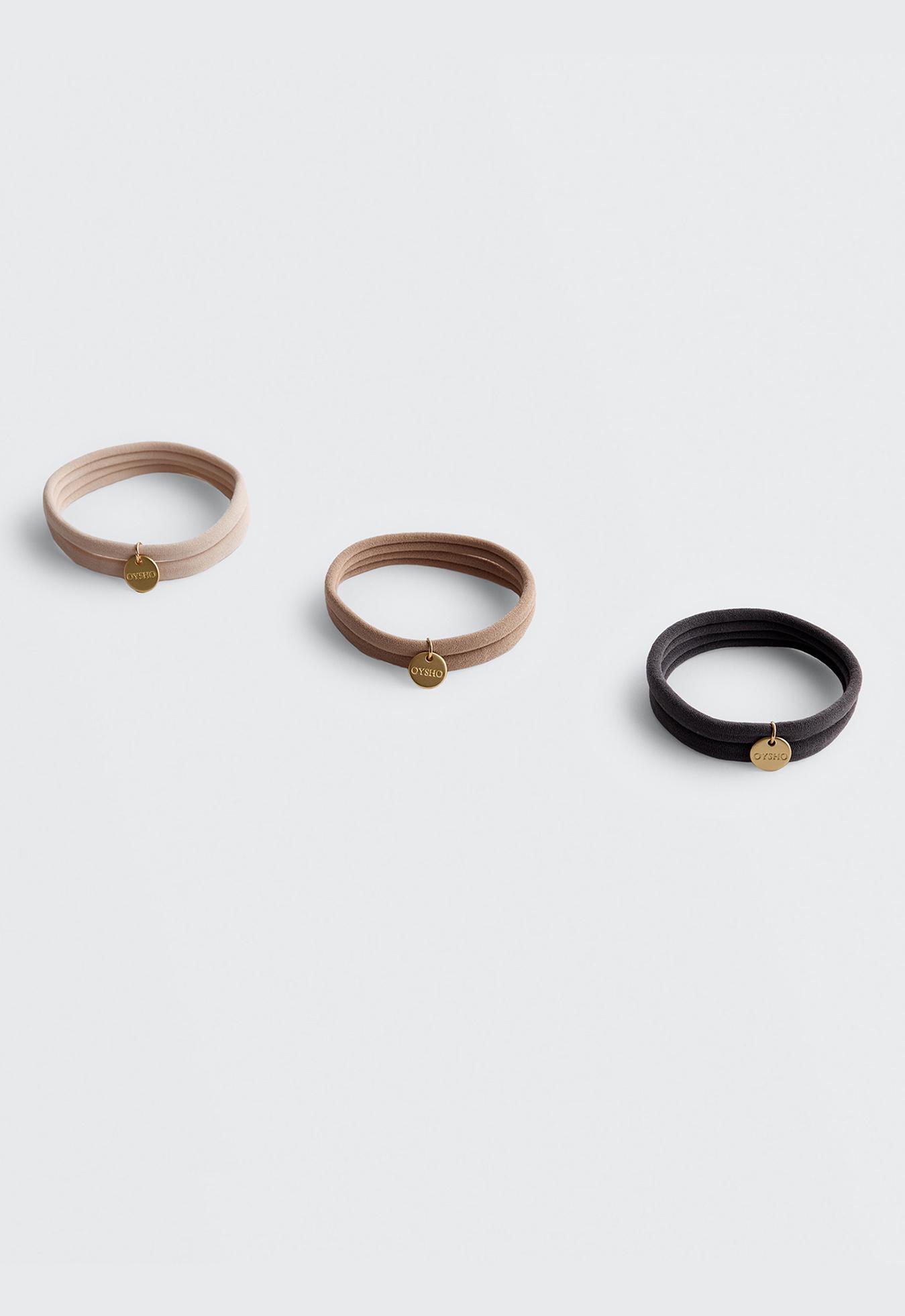 6 Oysho plaque hair ties — BLUE-GREY
