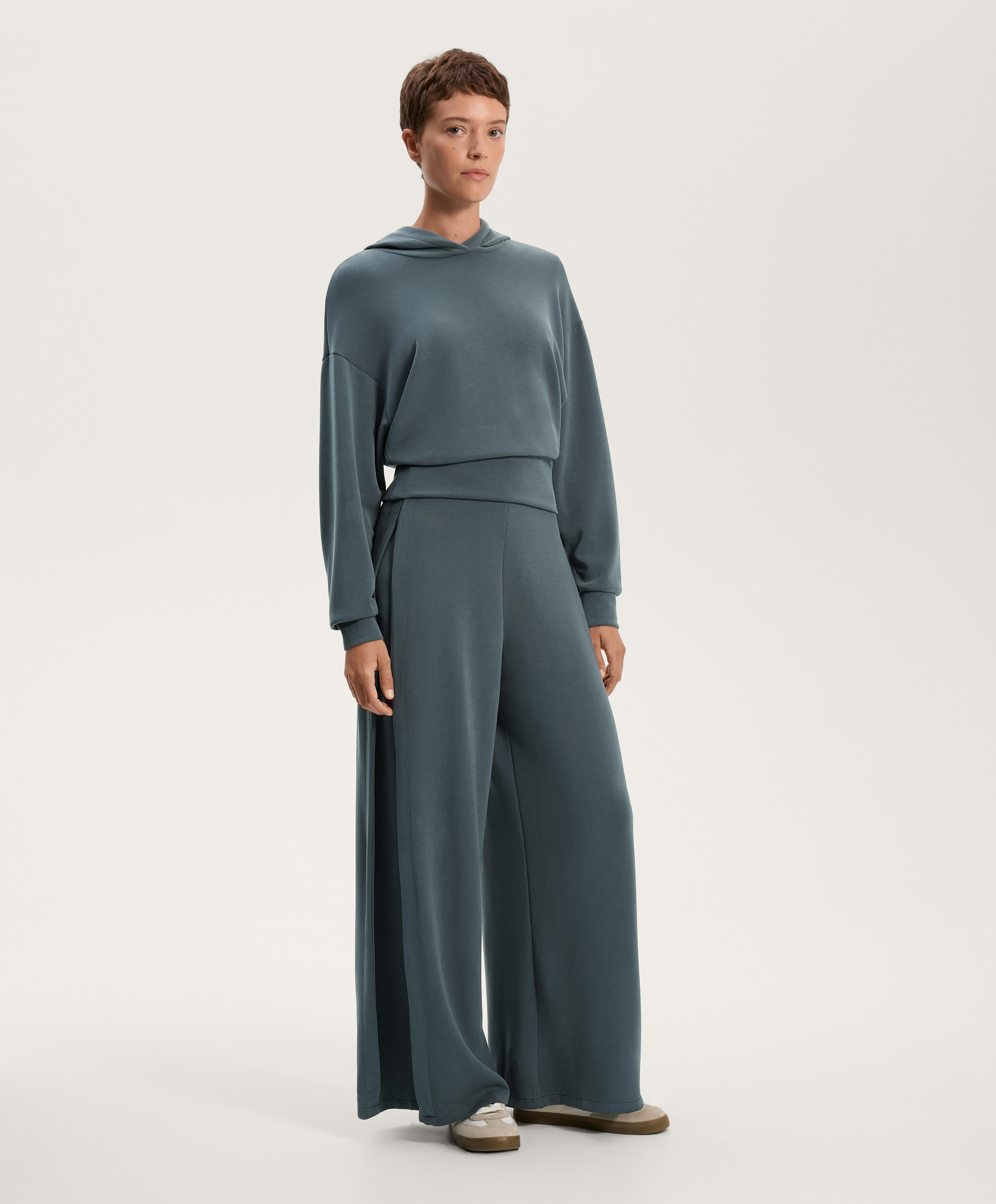 Pantalón wide leg pliegue lateral con modal tacto suave - Rebajas