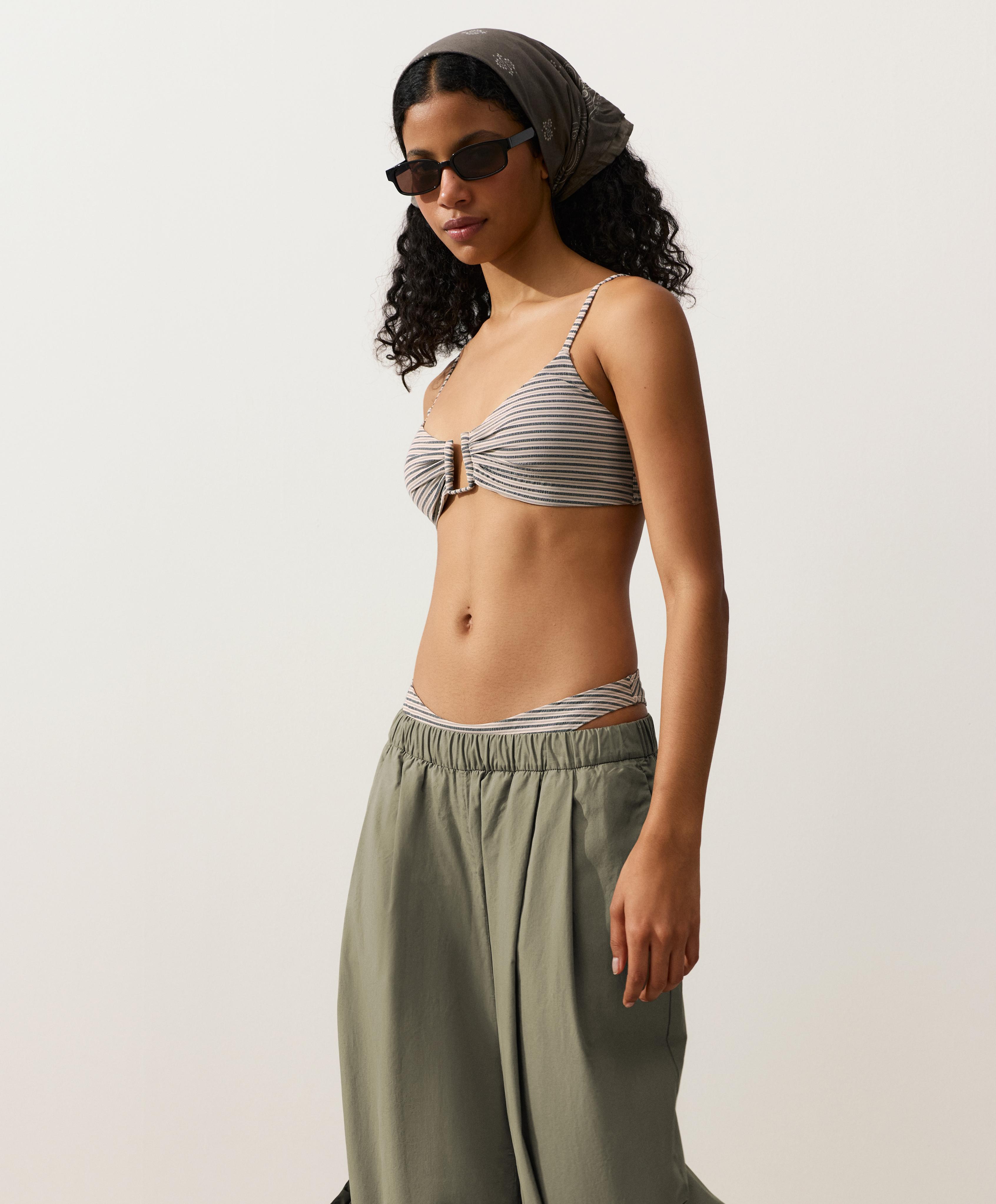 Stripe triangle bikini top — SAND