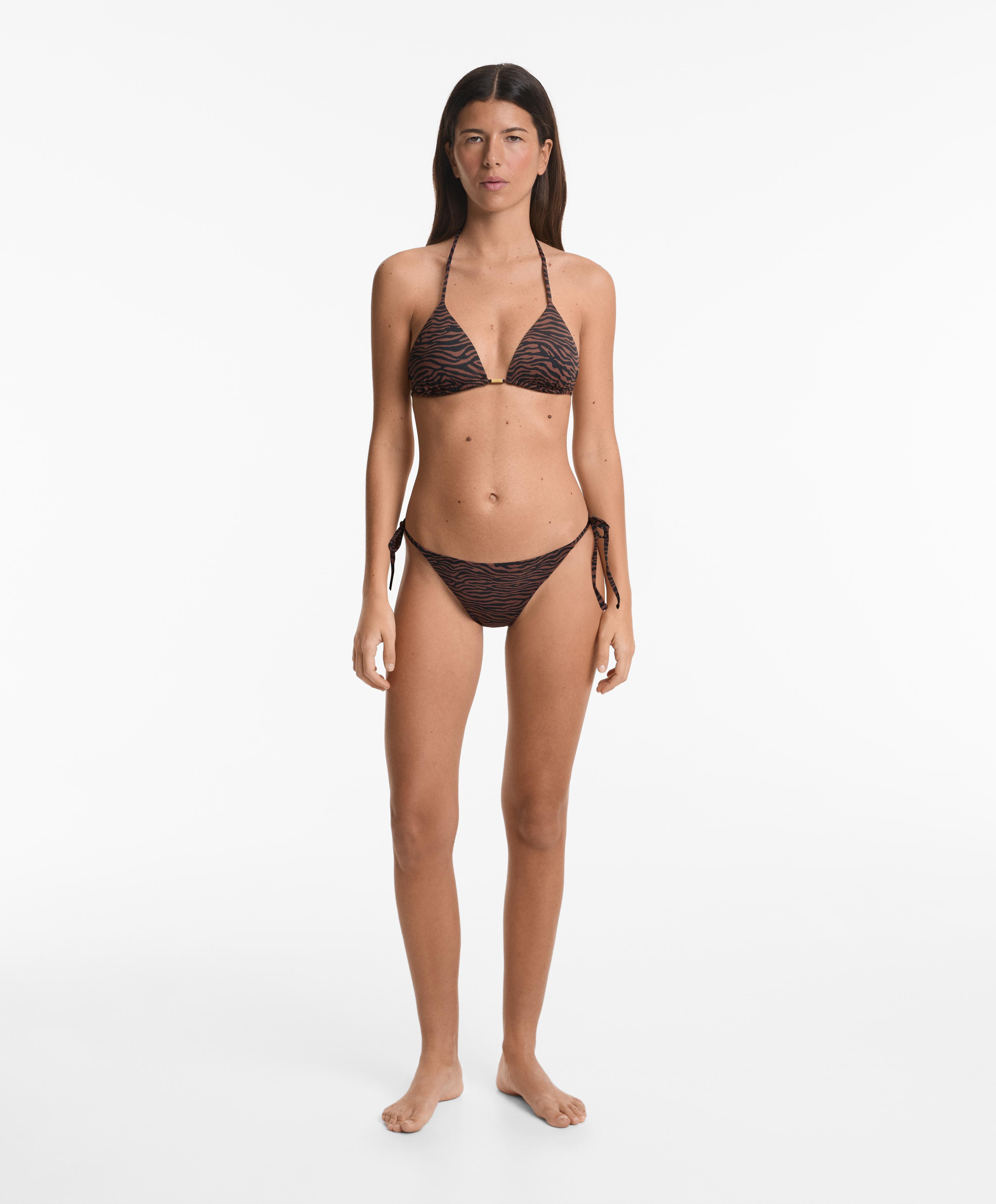 Bas de bikini à couvrance moyenne avec liens en jacquard - Soldes Bas de bikini à couvrance moyenne avec liens en jacquard - Soldes
