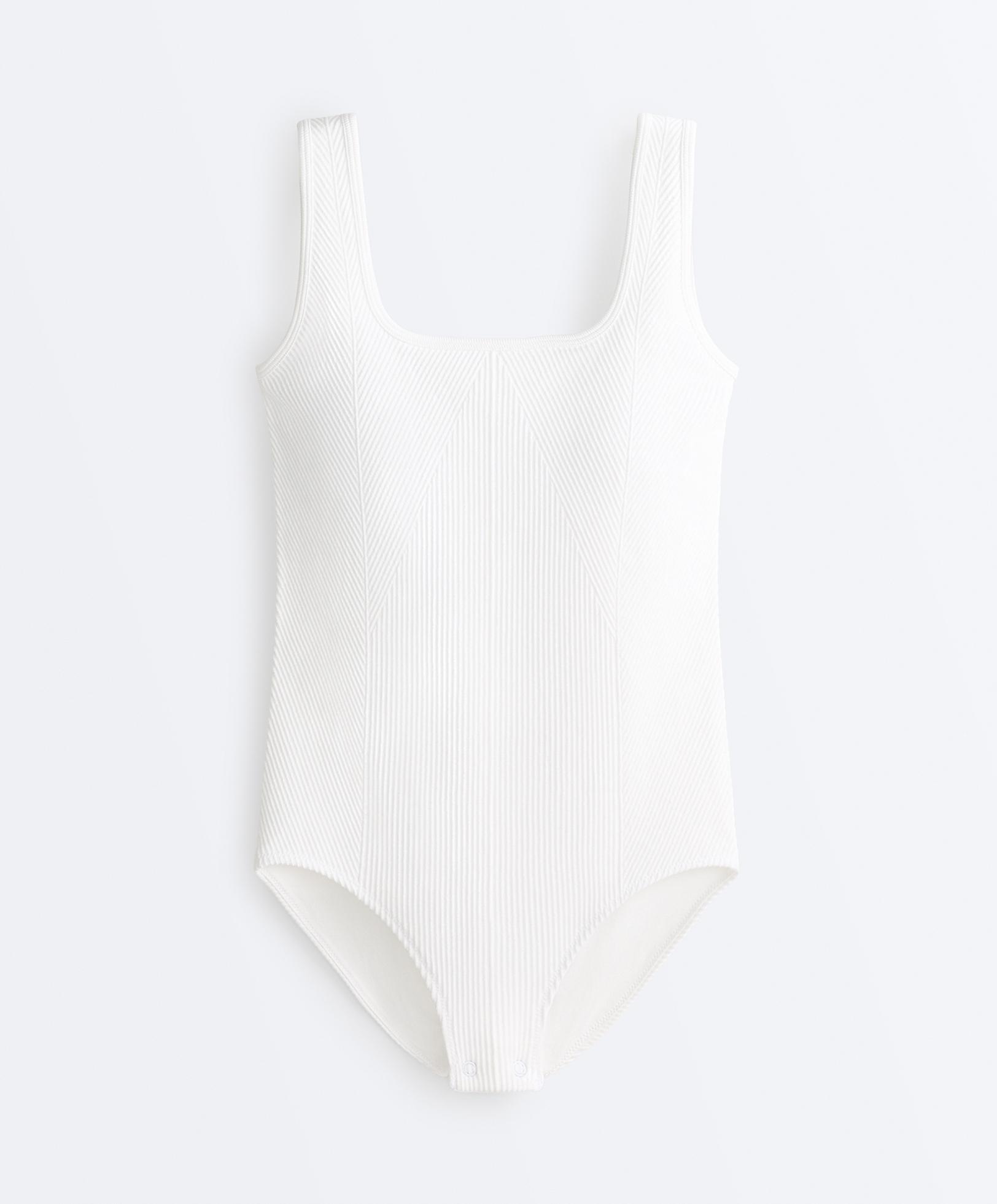 Seamless square neck bodysuit — WHITE 