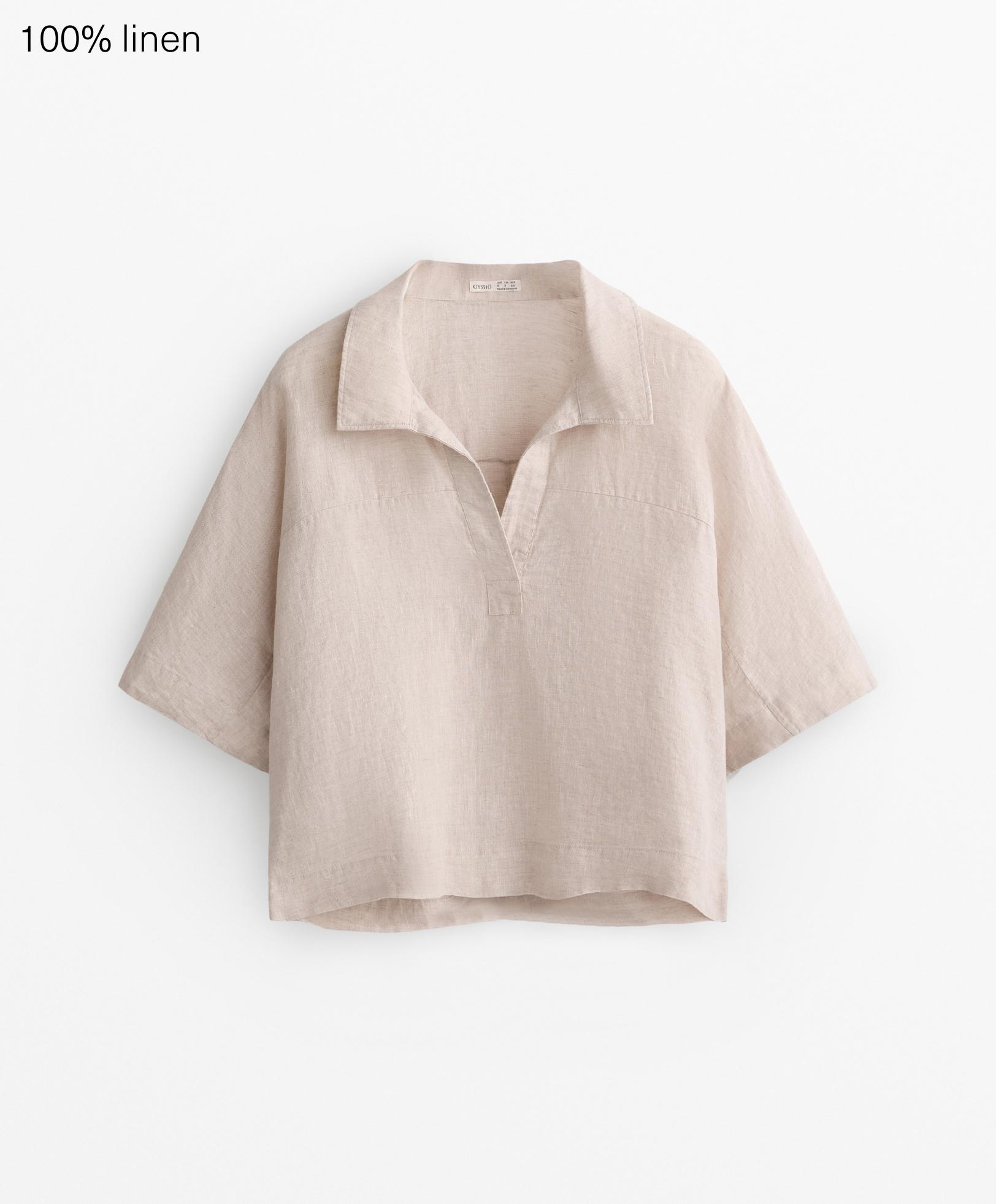 Oversize-Kurzarmshirt aus 100 % Leinen Oversize-Kurzarmshirt aus 100 % Leinen