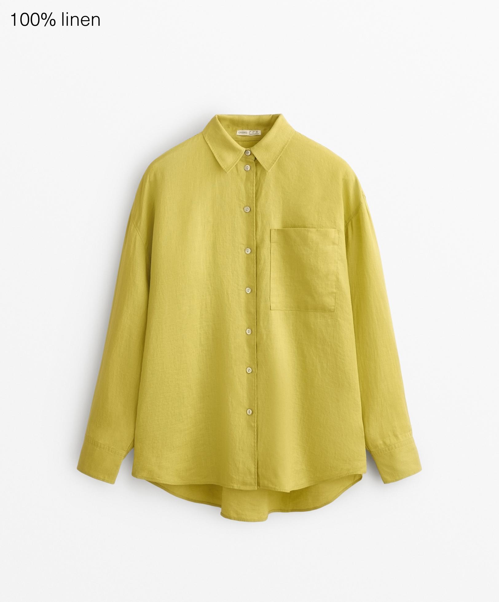 100% linen long-sleeved shirt