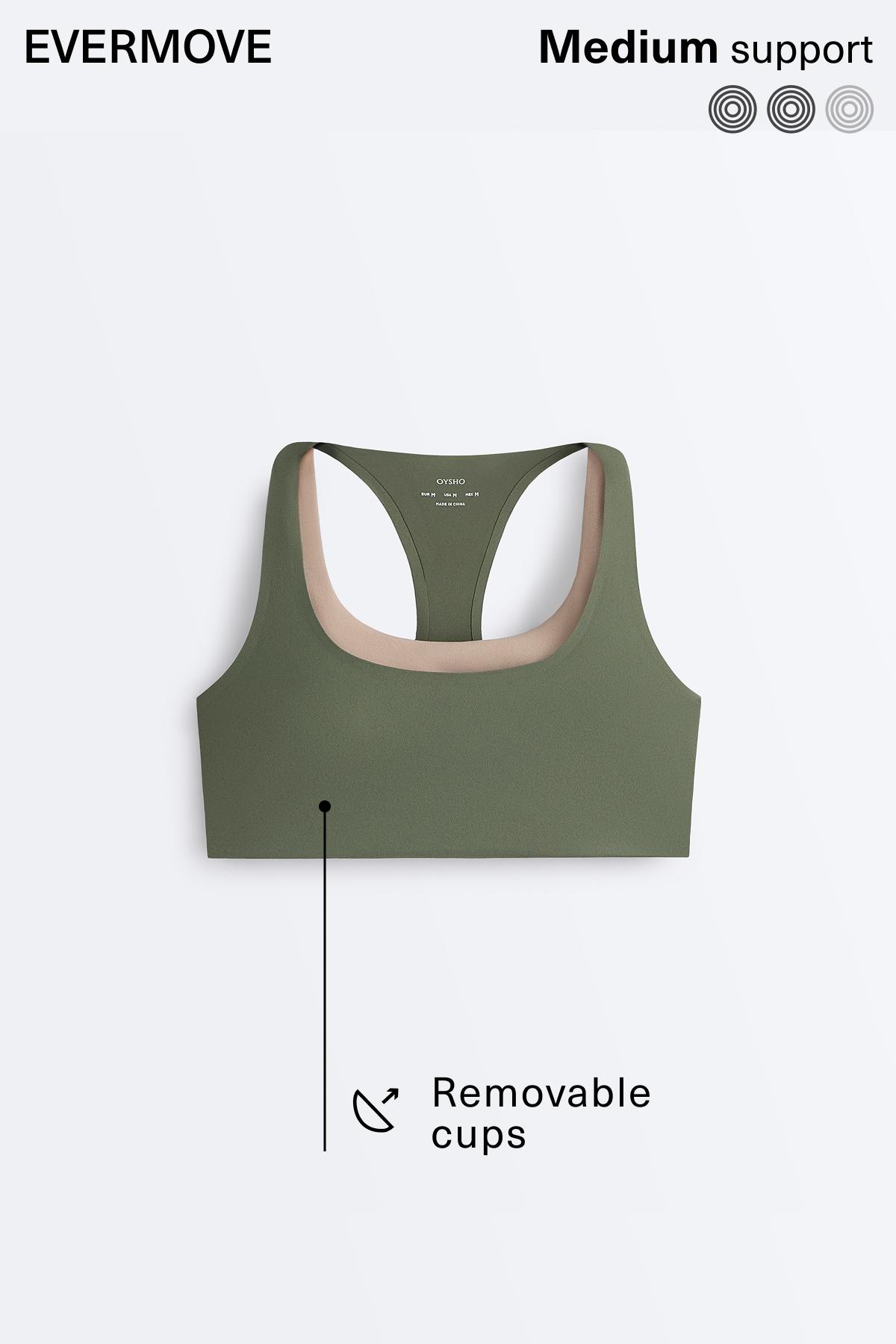 Evermove medium-support double-layer sports bra — KHAKI