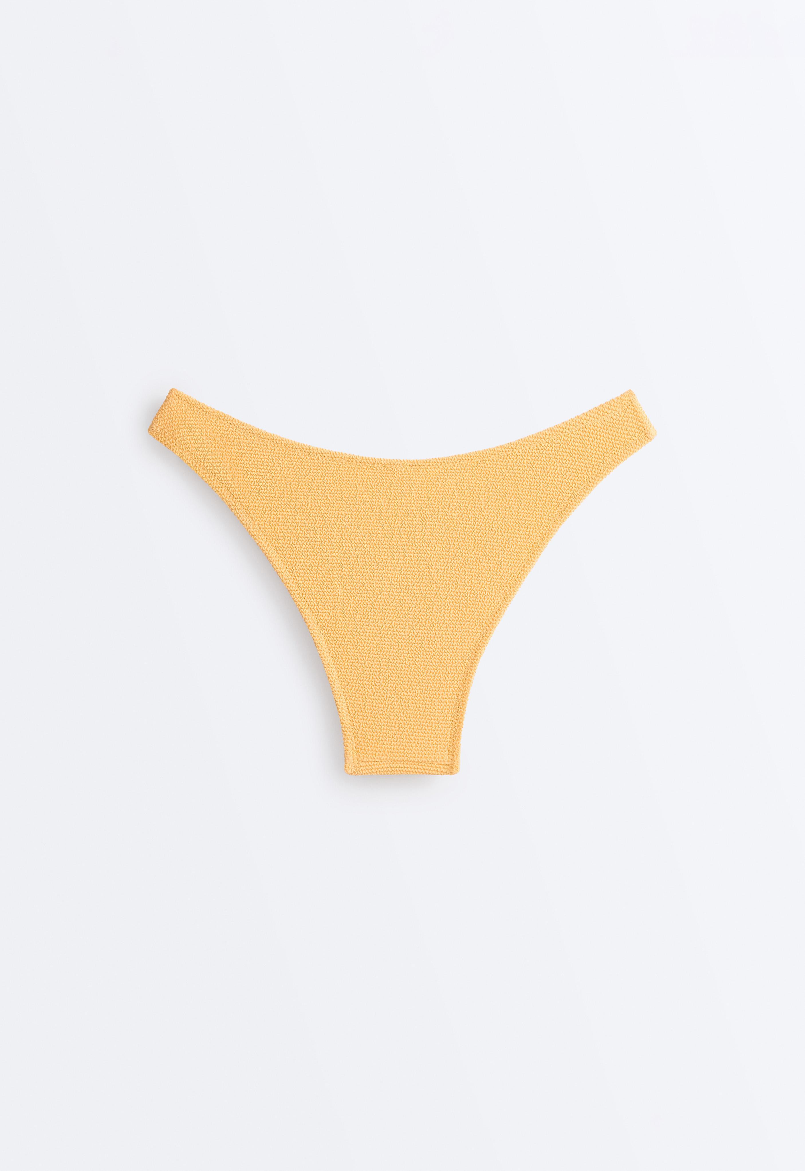 Medium-coverage U-cut crinkle bikini briefs — BURNT YELLOW