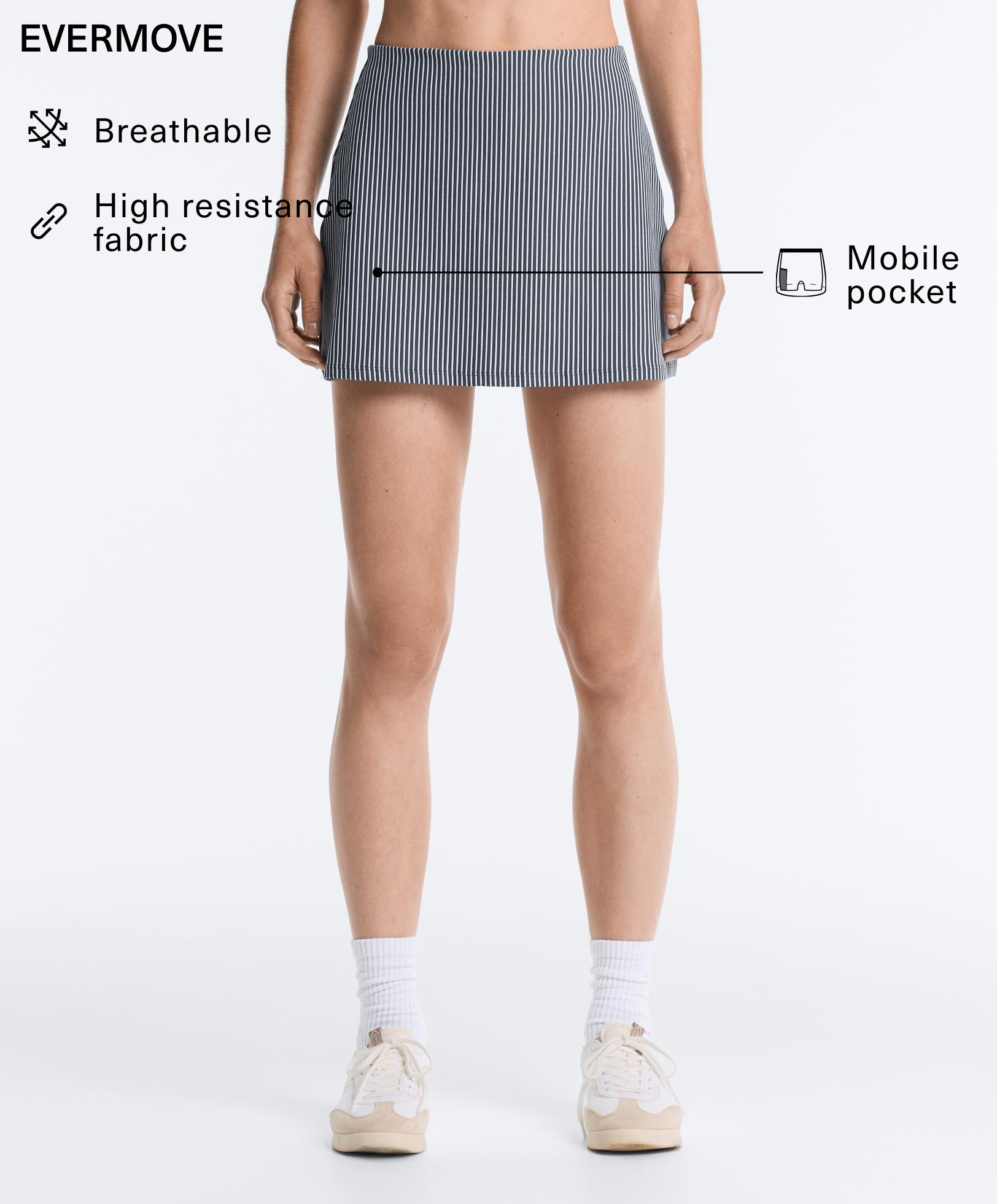 Evermove high rise striped short skirt — STEEL GREY