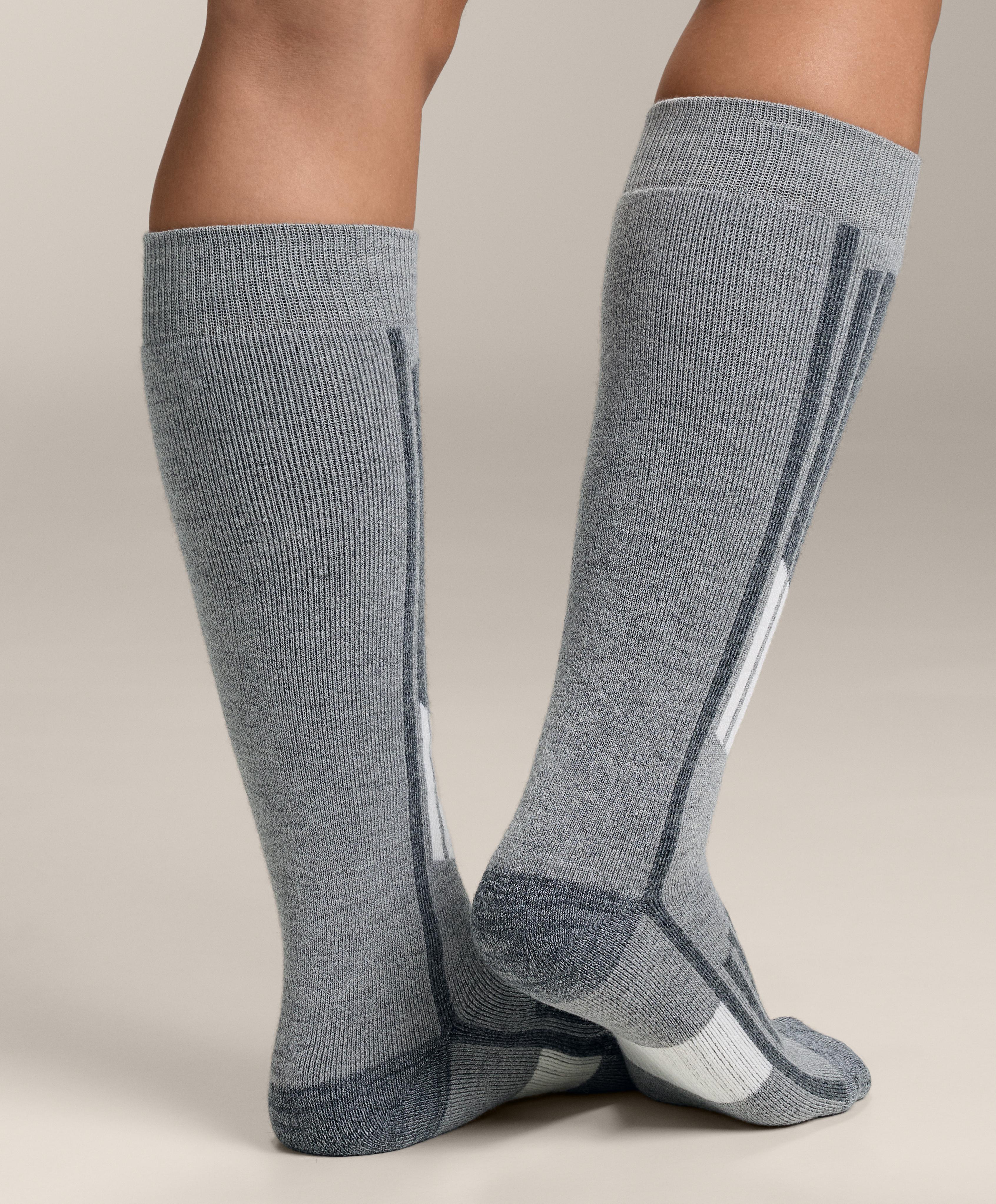 Primaloft® yarn WOOLMARK® wool blend long ski socks — GREY MELANGE