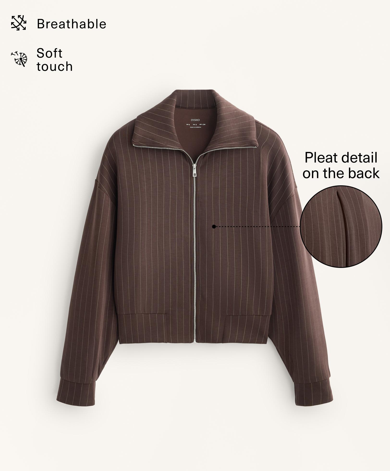 Boxy striped jacket with back pleat and soft-touch modal