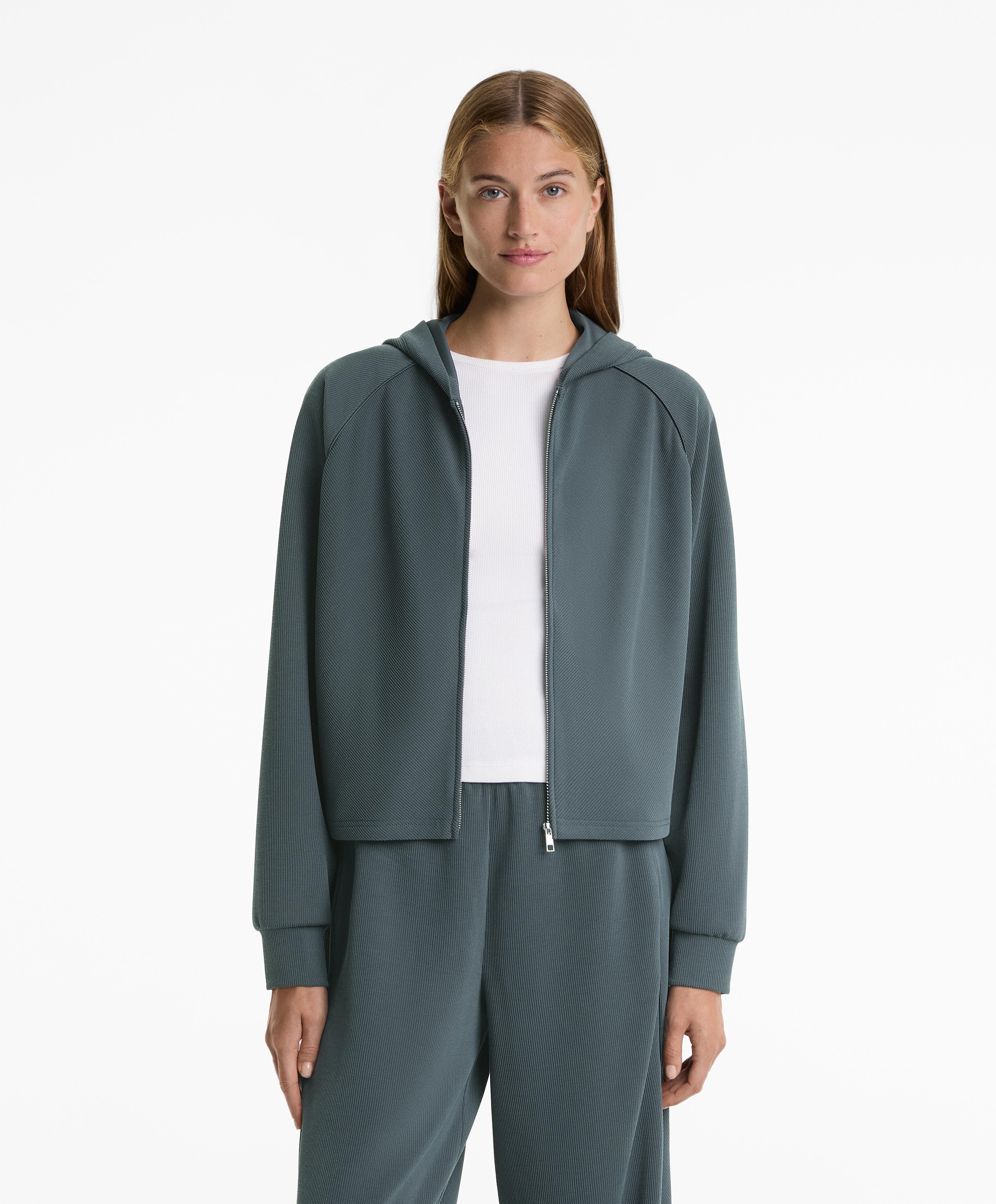 Rib 29% modal hooded jacket Rib 29% modal hooded jacket