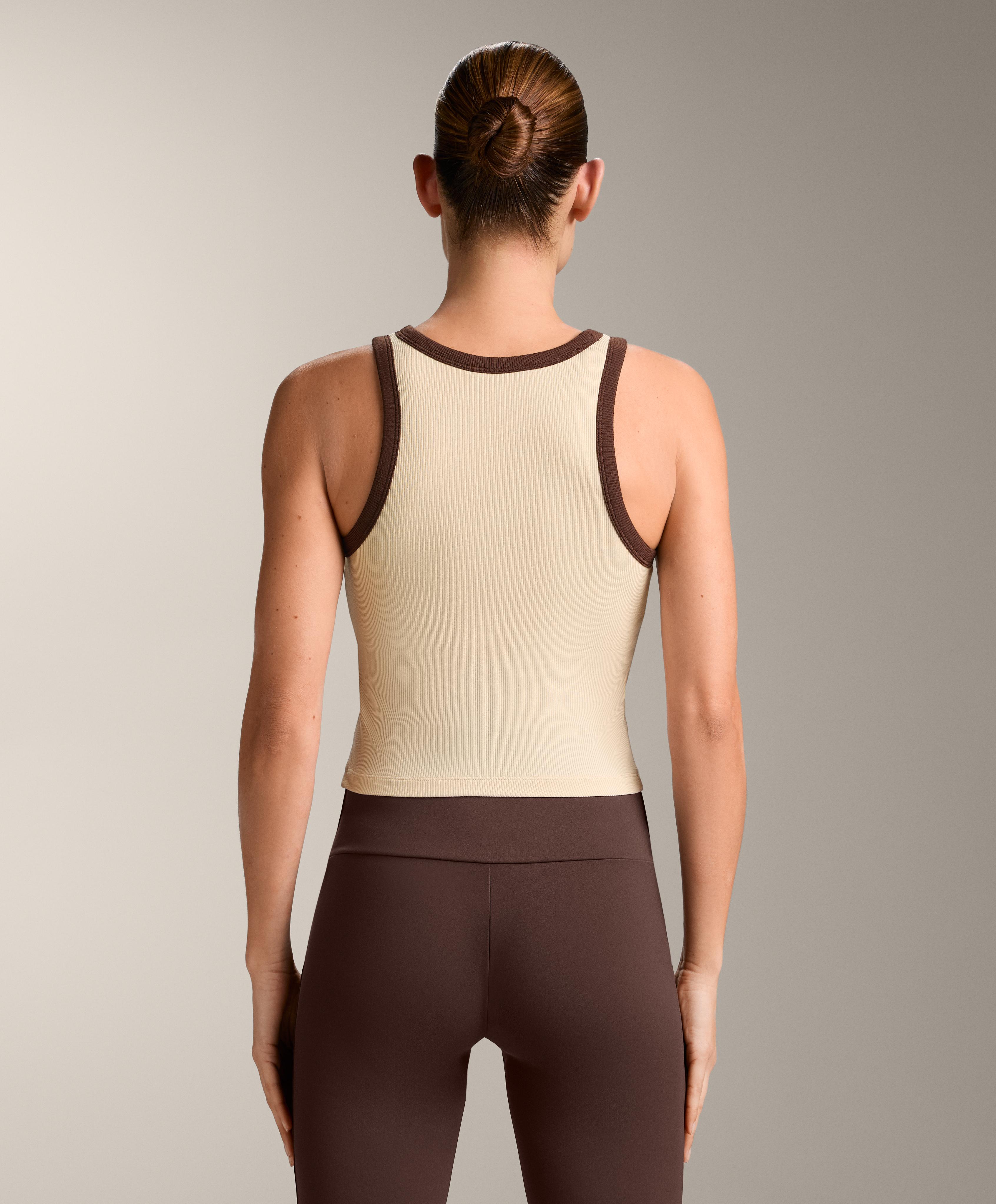 Rib modal blend long tank top — VANILLA