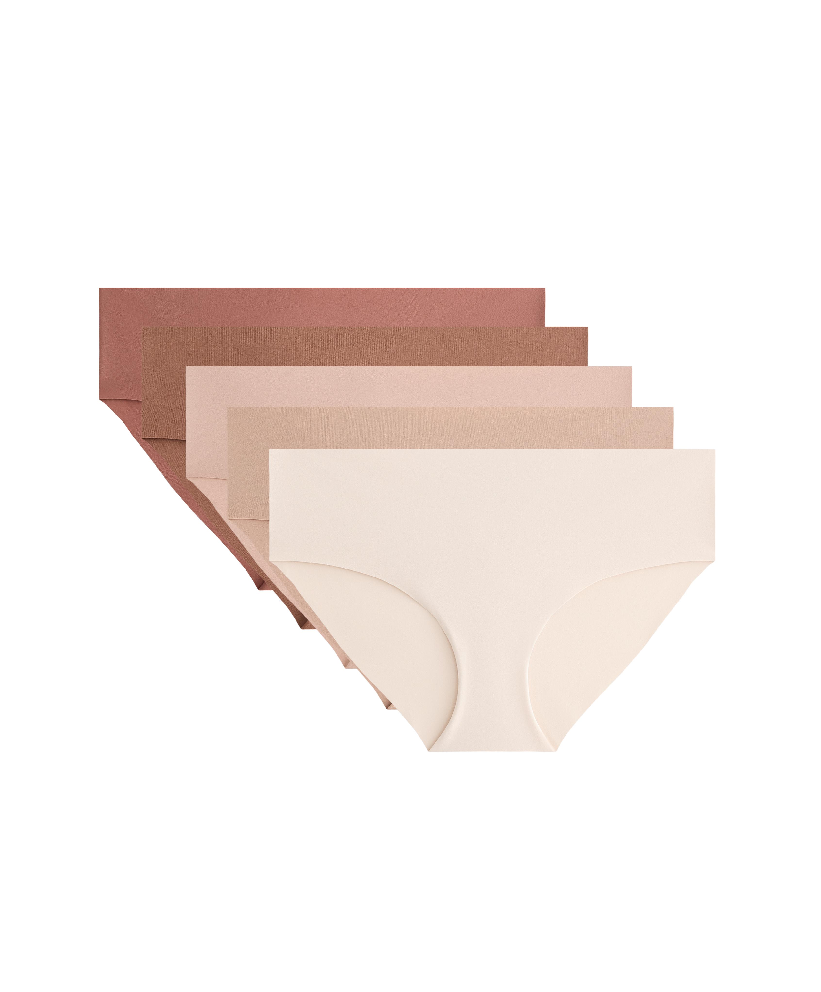 5 invisible polyamide blend PANTONE™ hipster briefs — BEIGE