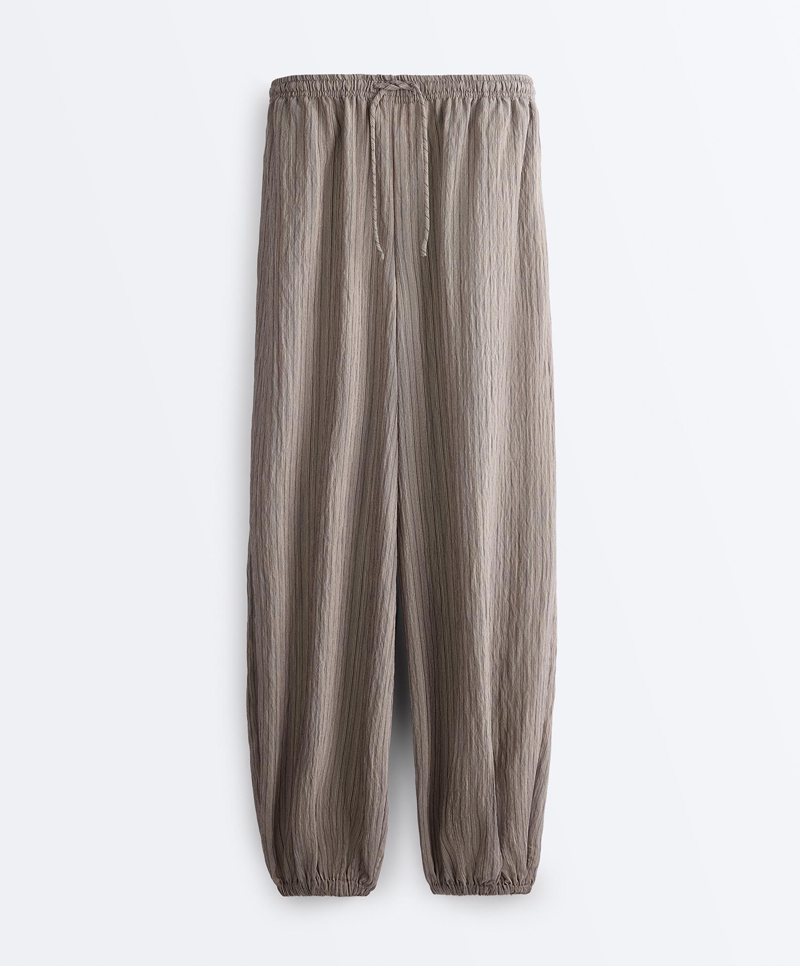 Modal blend striped bloomer trousers — CHARCOAL GREY