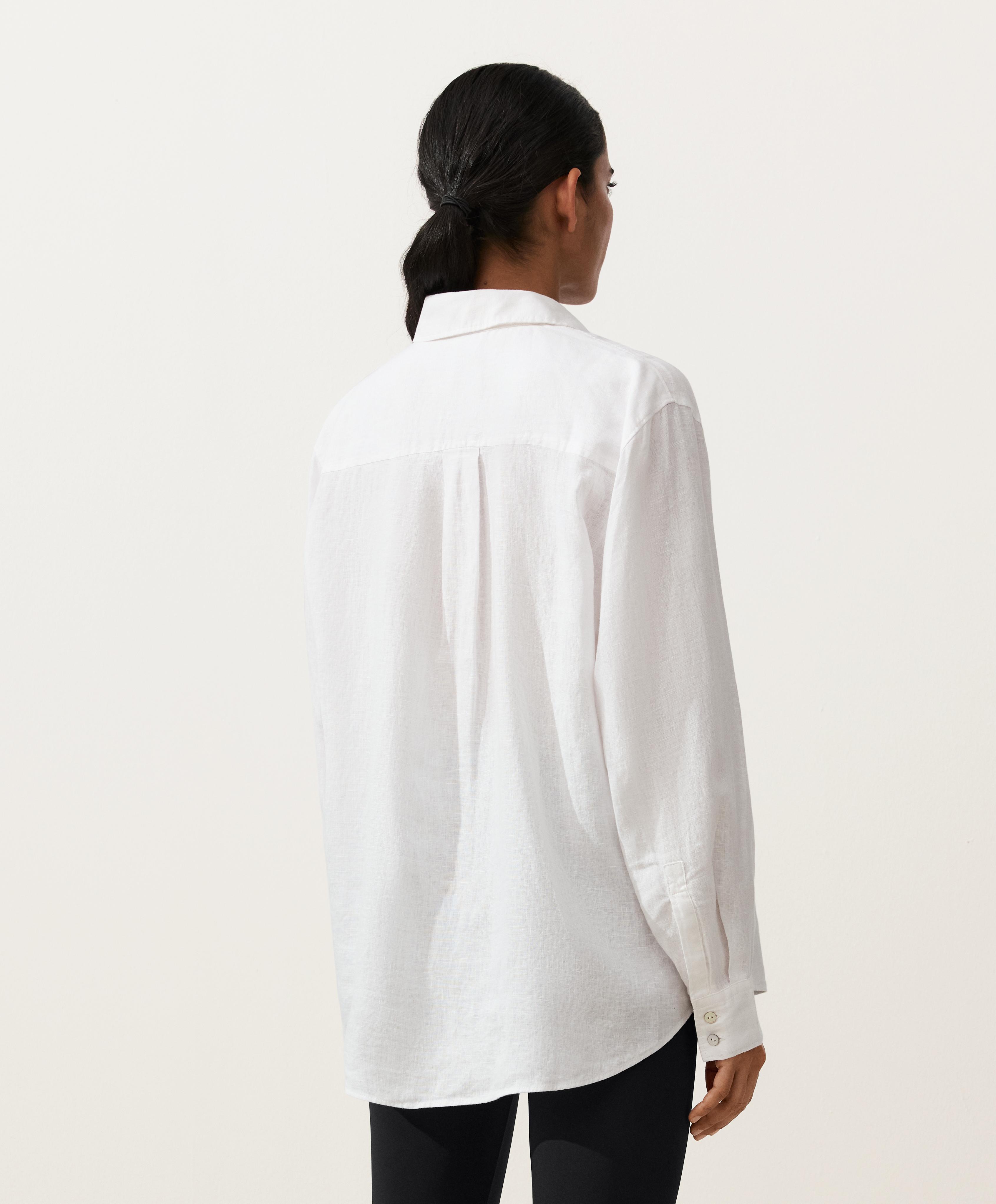 100% linen relaxed shirt — WHITE