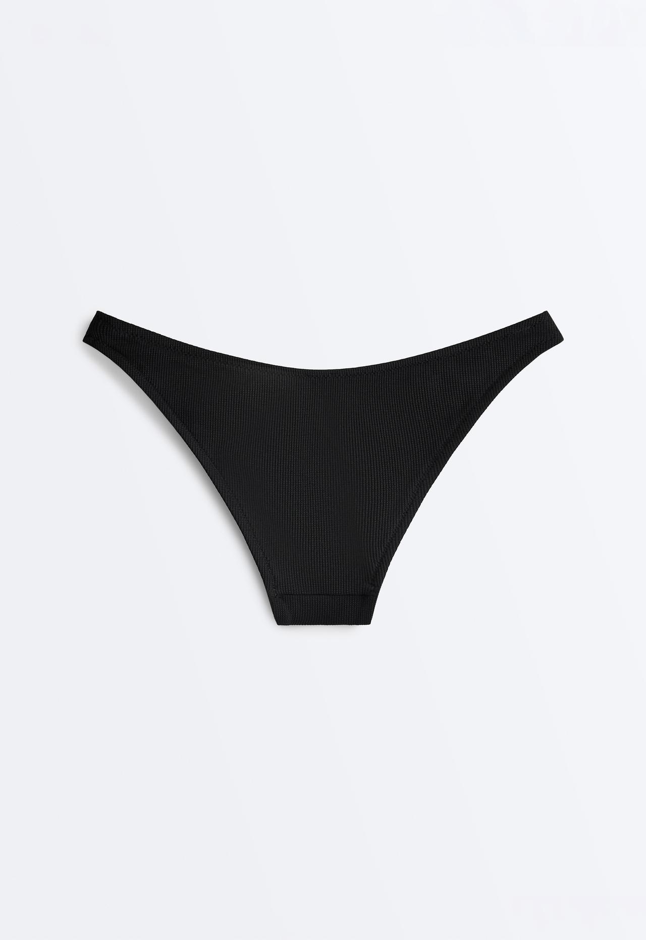 Medium-coverage U-cut piqué bikini briefs — BLACK