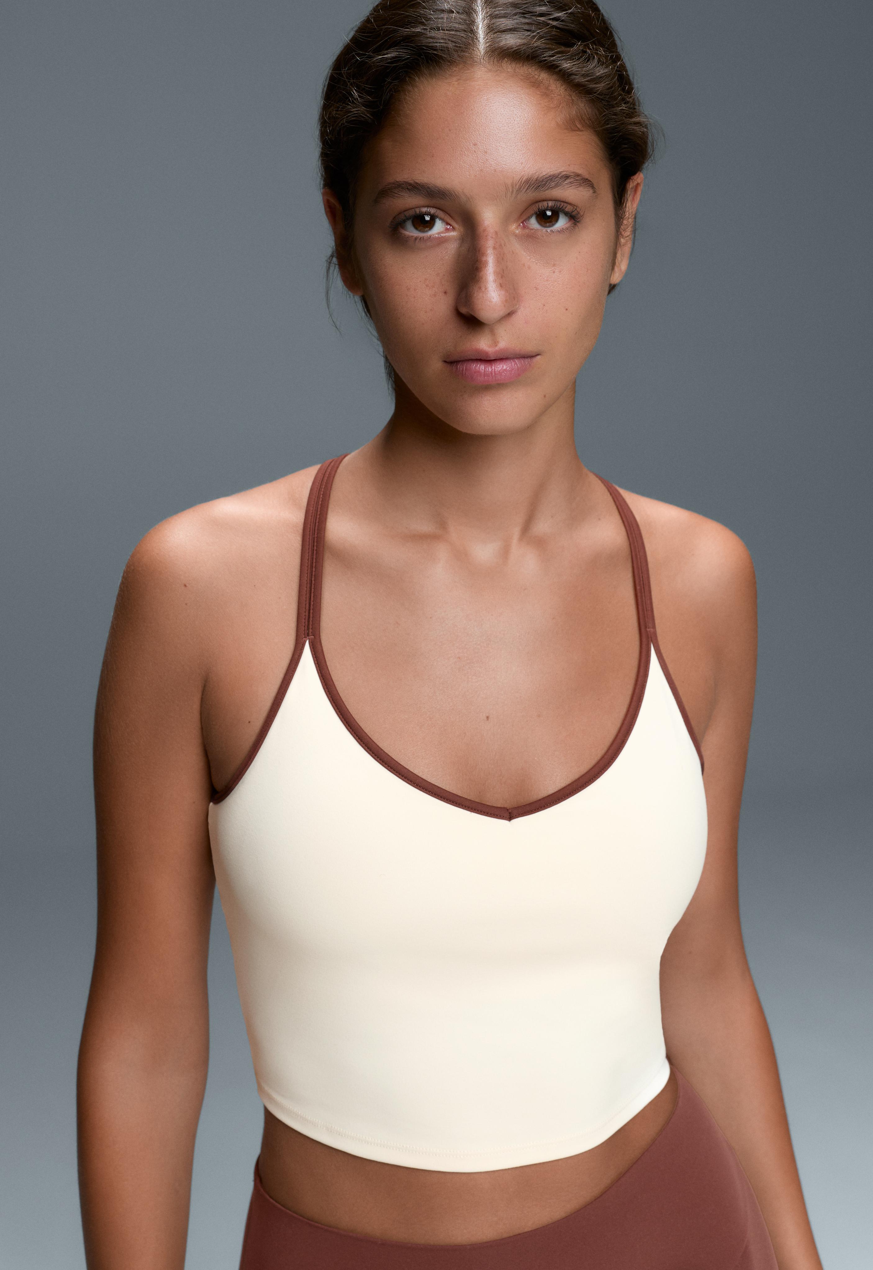 Comfortlux contrast strap tank top — PALE ECRU