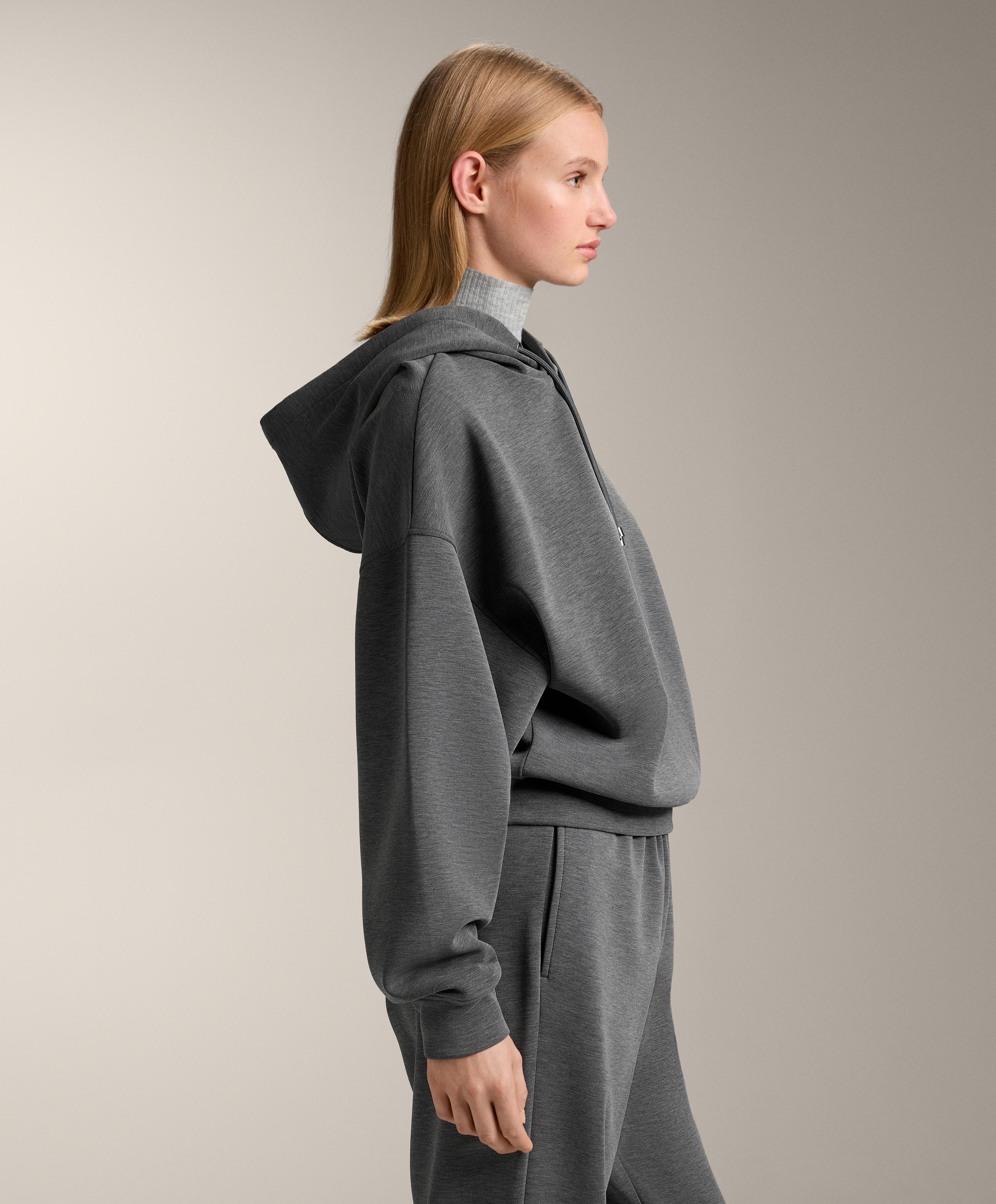 Boxy hooded sweatshirt with brushed modal marl — ASPHALT GREY