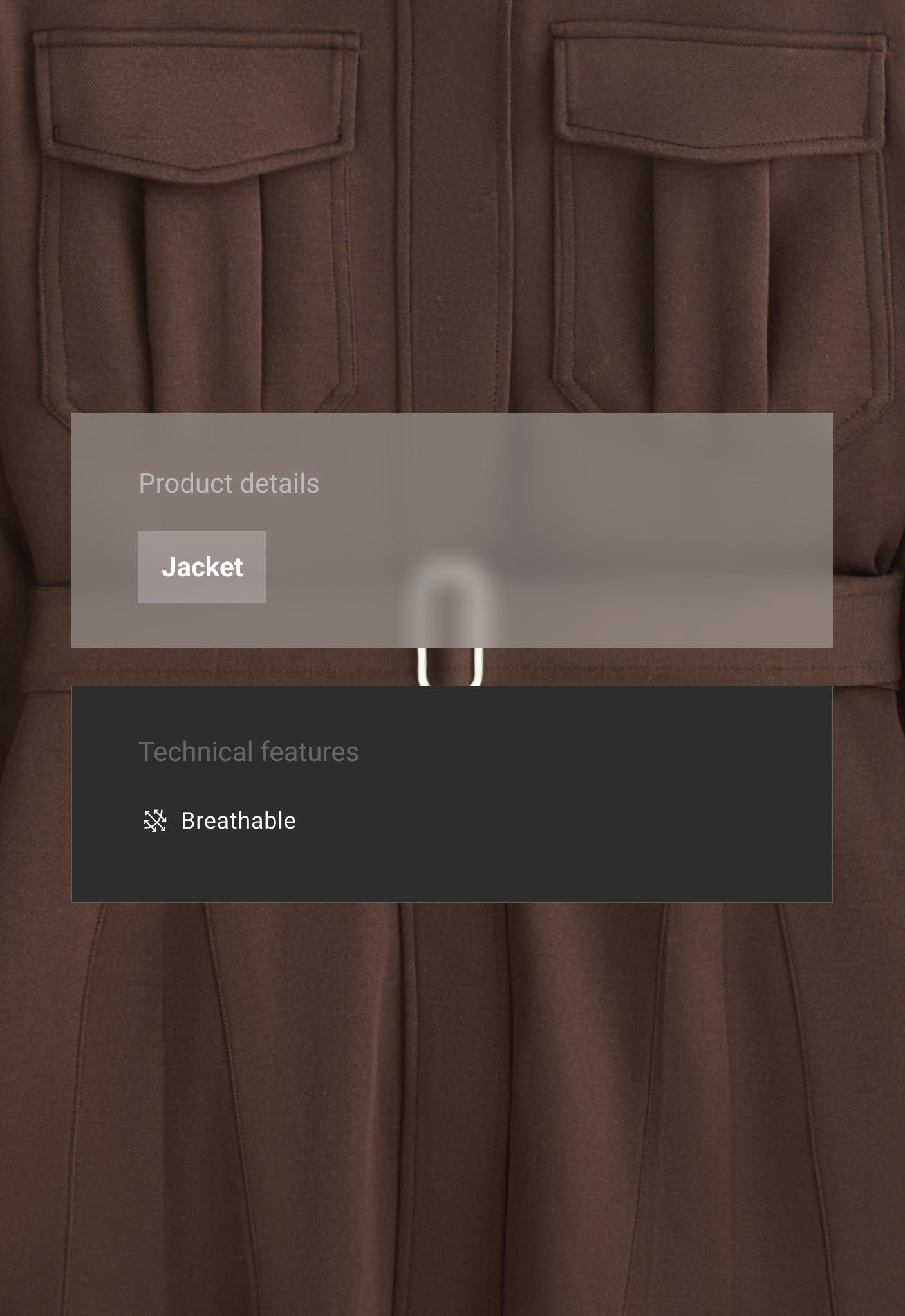 Long utility pique jacket with belt — DARK BROWN